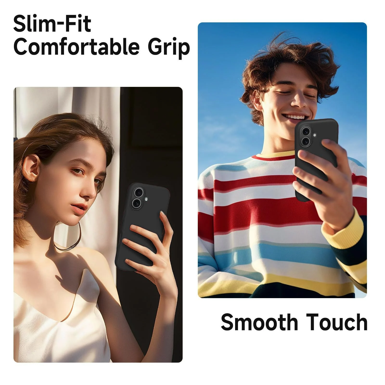 DL3 Mobilak Compatible with iPhone 17 6.3-Inch Case, Premium Liquid Silicone Case, Full Body Protective Cover, Shockproof, Slim Phone Case, Anti-Scratch Soft Microfiber Lining - Black