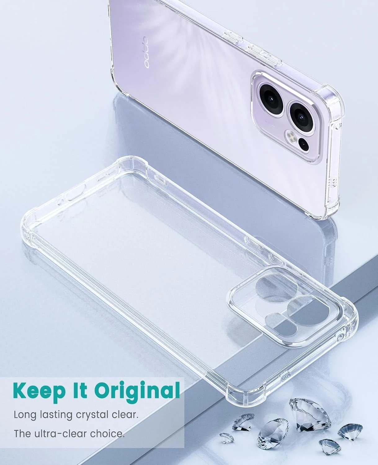 DL3 Mobilak Case Compatible with OPPO Reno 13F 4G / 5G, Cover Silicone TPU Gorilla Anti-shock Protector Camera Shockproof Corners - Clear
