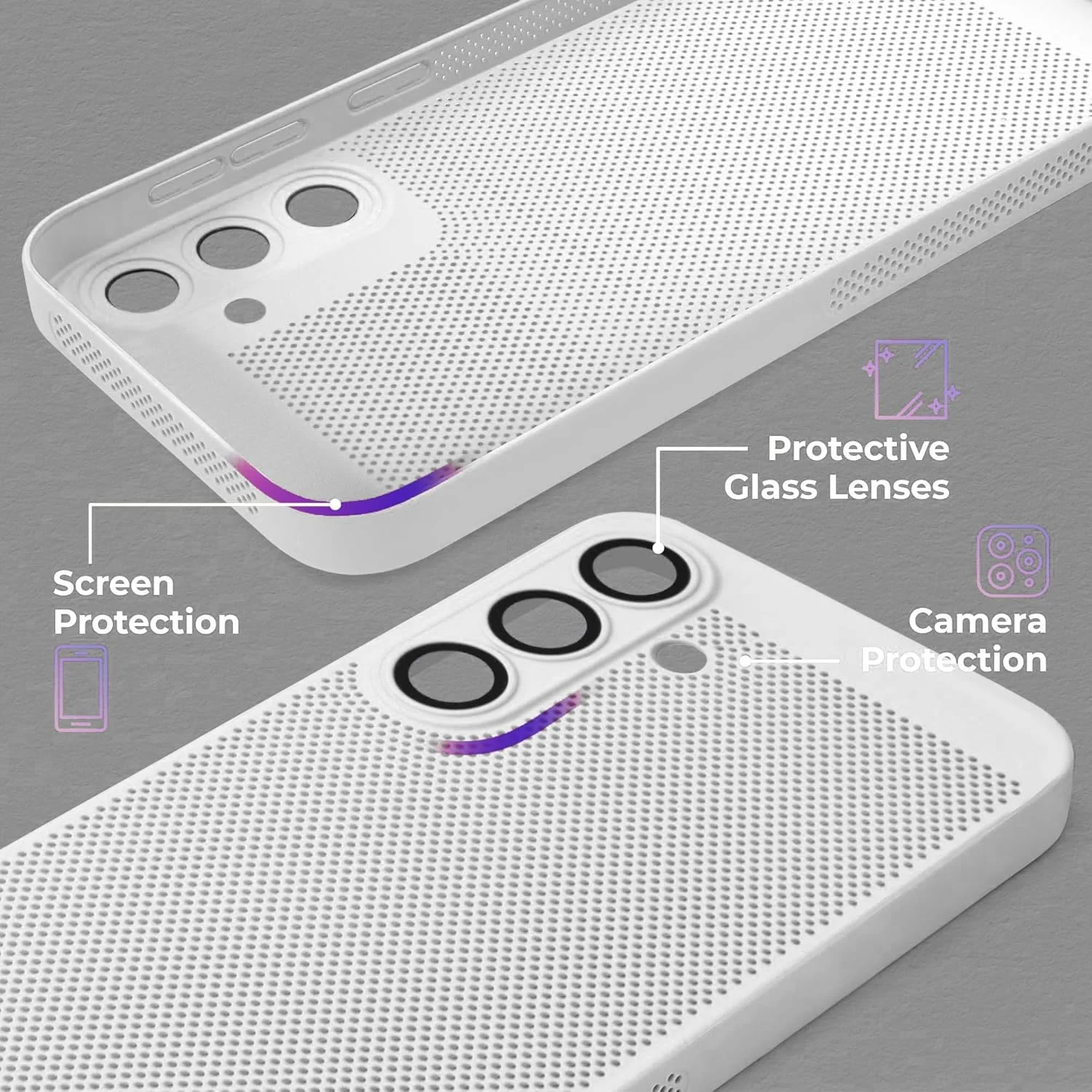 DL3 Mobilak PC Protective Case for Samsung Galaxy A26 5G, Supports wireless charging, Camera protection, Shock-absorbing protection - White