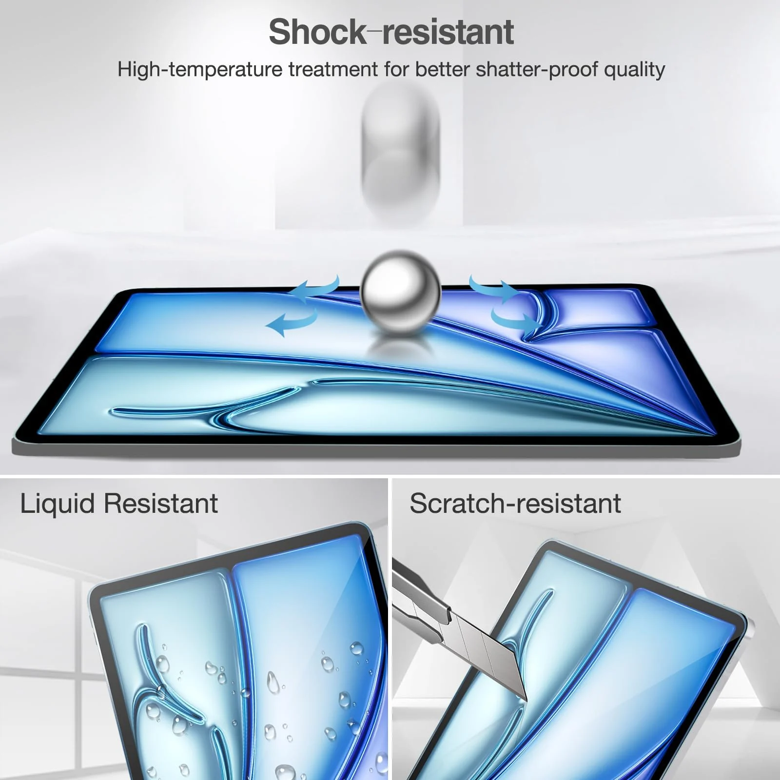 DL3 Mobilak Screen Protector For iPad Air 11-inch (M2) (2024) Tablet Tempered Glass Film [HD Crystal ] [Easy Installation] [Scratch Resistant] [9H Hardness] - Clear