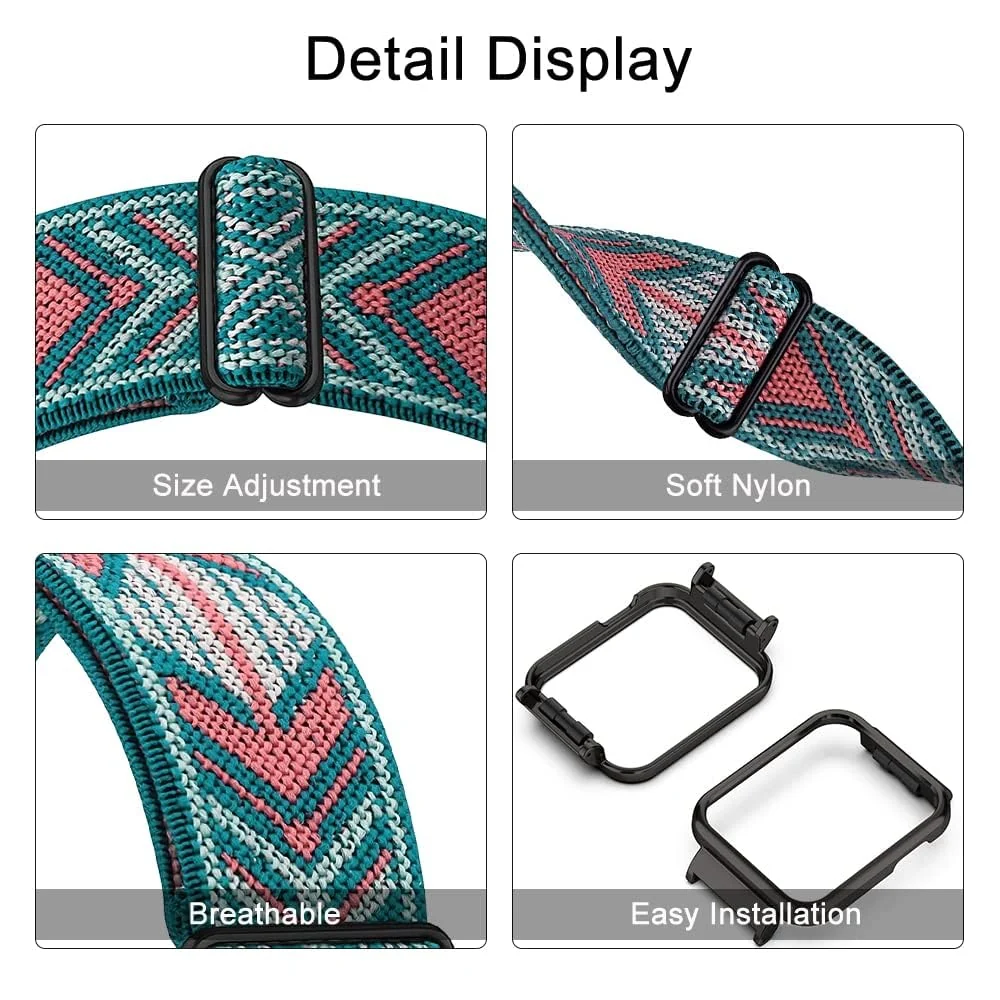 DL3 Mobilak Strap Compatible with Xiaomi Mi Watch Lite/Redmi Watch Bracelets, Nylon Replacement Strap Sport PU Protective Case + Watch Strap For Xiaomi Mi Watch Lite With Metal Cover - Mint Green