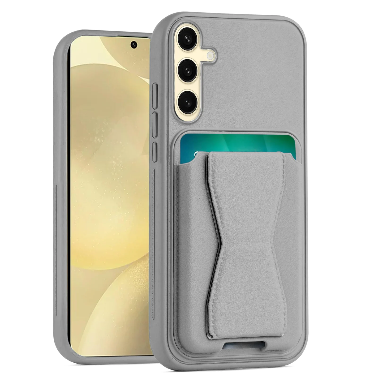 DL3 Mobilak Leather Wallet Case with Card Slot for Samsung Galaxy S25 FE with Camera Protection and Shockproof Design - Gray