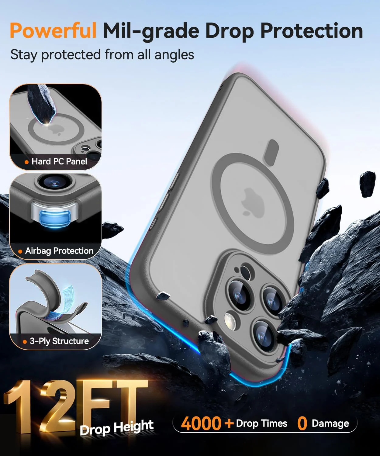 DL3 Mobilak Magnetic for iPhone 15+ Plus/iPhone 14 Plus 6.7-Inch Case, Upgraded [Full Camera Protection] [Compatible with MagSafe] [Translucent Matte] Shockproof Protective Phone Cover - Gray