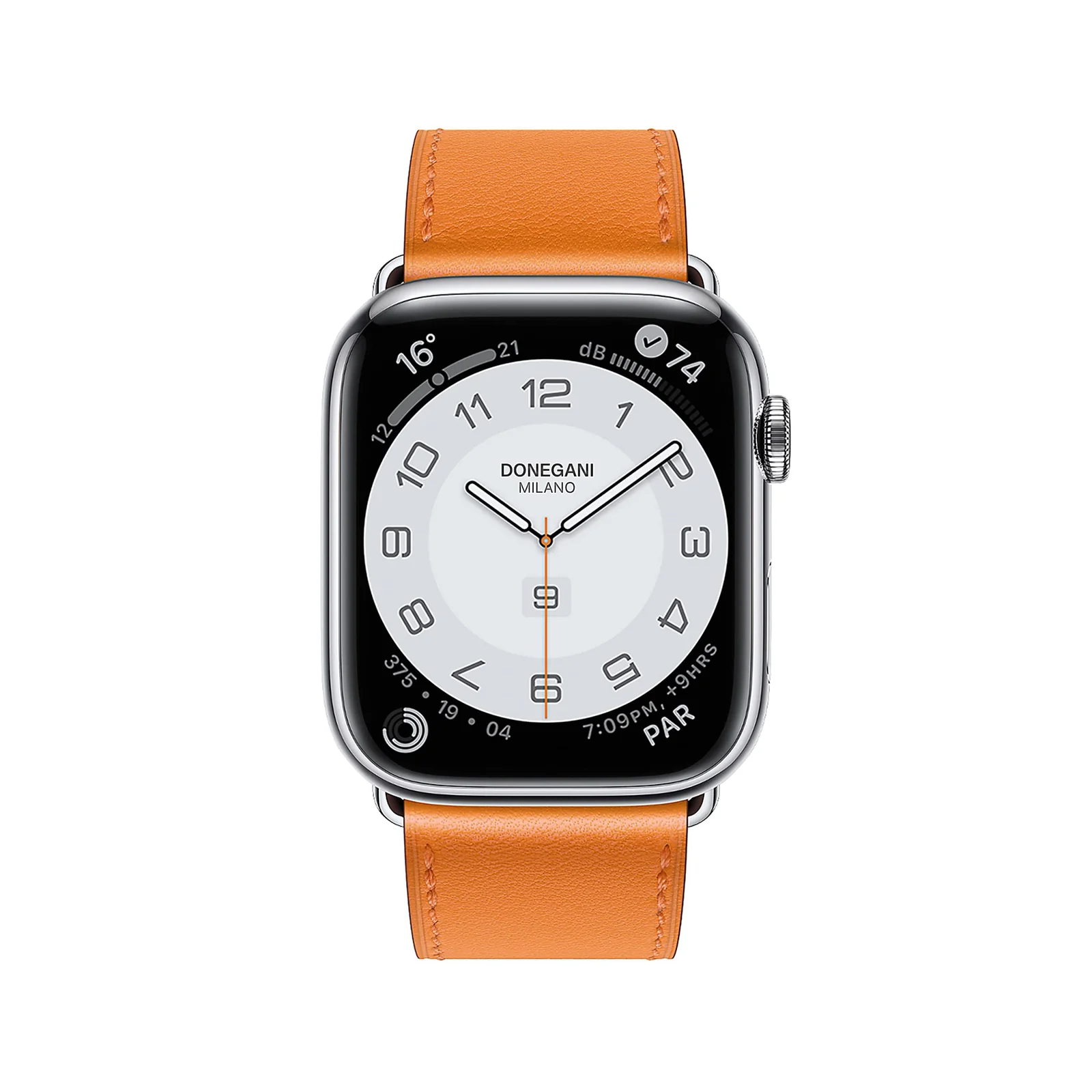 DL3 Mobilak Compatible with Apple Watch Band 49mm 46mm 45mm 44mm 42mm Leather Band Replacement Strap, Soft Leather Bracelet for iWatch Series 11 10 9 8 7 6 5 4 SE SE2 Ultra 3 2 1 - Orange
