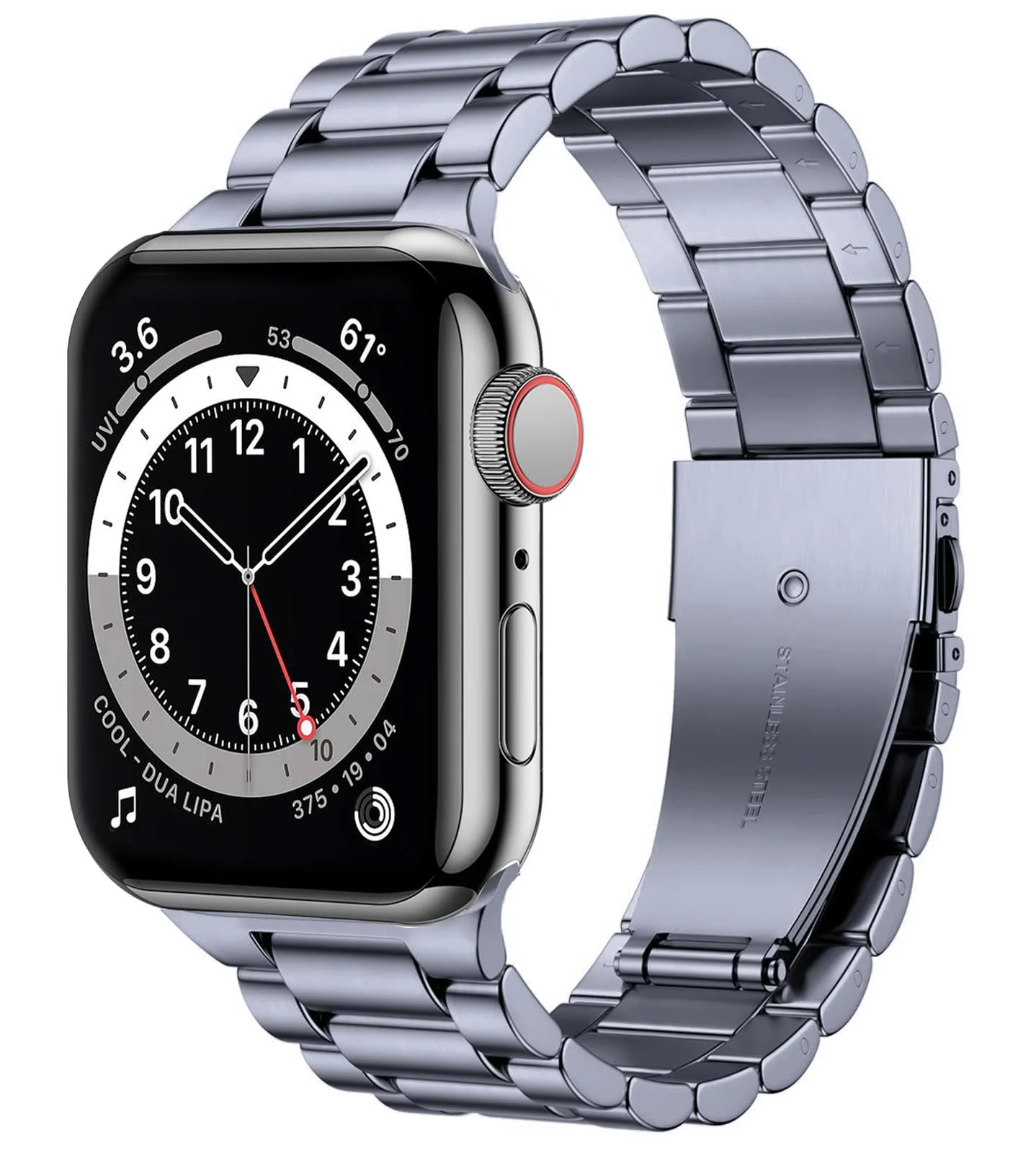 DL3 Mobilak Stainless Steel Band with Case Compatible with Apple Watch Band 45mm Series 9/8/7, Men Woman Business Strap with Protective Bumper Cover for iWatch Series 7/8/9 45mm - Gray