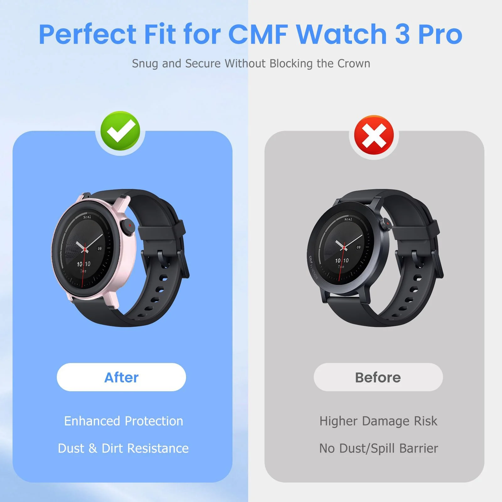 DL3 Mobilak Cover Compatible with CMF by Nothing Watch Pro 3, Hard PC Case, Half Pack Protection, Case Compatible with CMF by Nothing Watch Pro 3 - Pink