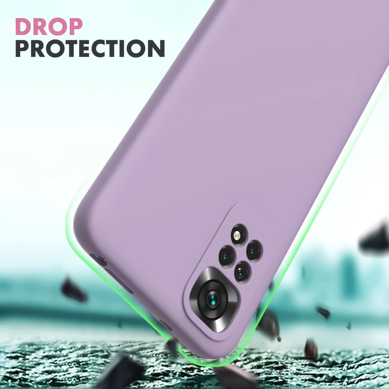 DL3 Mobilak Liquid Silicone Protective Case with Soft Microfiber Lining with Full Camera Protection for Xiaomi Redmi Note 12 Pro 4G / Redmi Note 11 Pro 4G&5G - Lavender