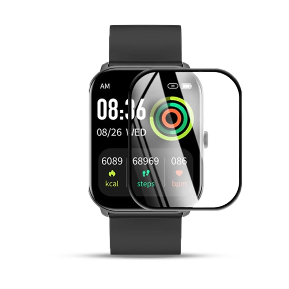 DL3 Mobilak Screen Protector For Smart Watch Imilab W01, 3D Curved Soft Edge Protective Film [Anti-Scratch] [Bubble Free] [Ultra Shatterproof] [High Sensitive] (Not Glass) - Black