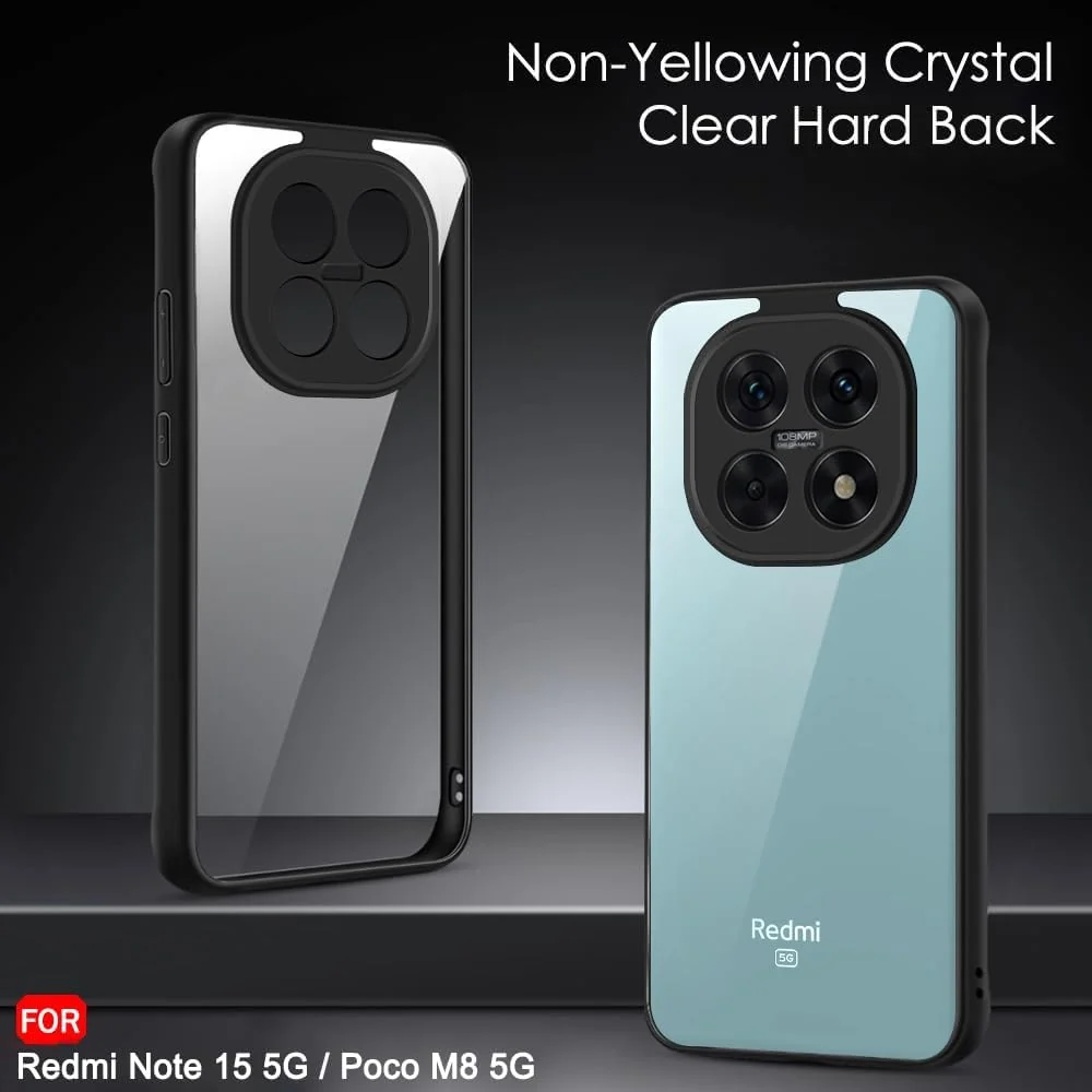 DL3 Mobilak Clear TPU Case for Xiaomi Redmi Note 15 4G / 5G / Poco M8, Camera protection, Shock-absorbing protection, Scratch-resistant surface - Black