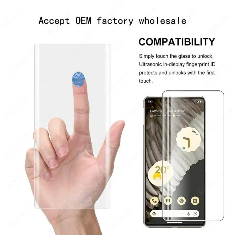 DL3 Mobilak Full Glass Screen Protector For Google Pixel 6 Pro/Pixel 7 Pro UV Tempered Glass Full Glue Cover Screen Protector For Google Pixel 6 Pro/Pixel 7 Pro Fingerprint Unlock Screen Glass Film - Clear