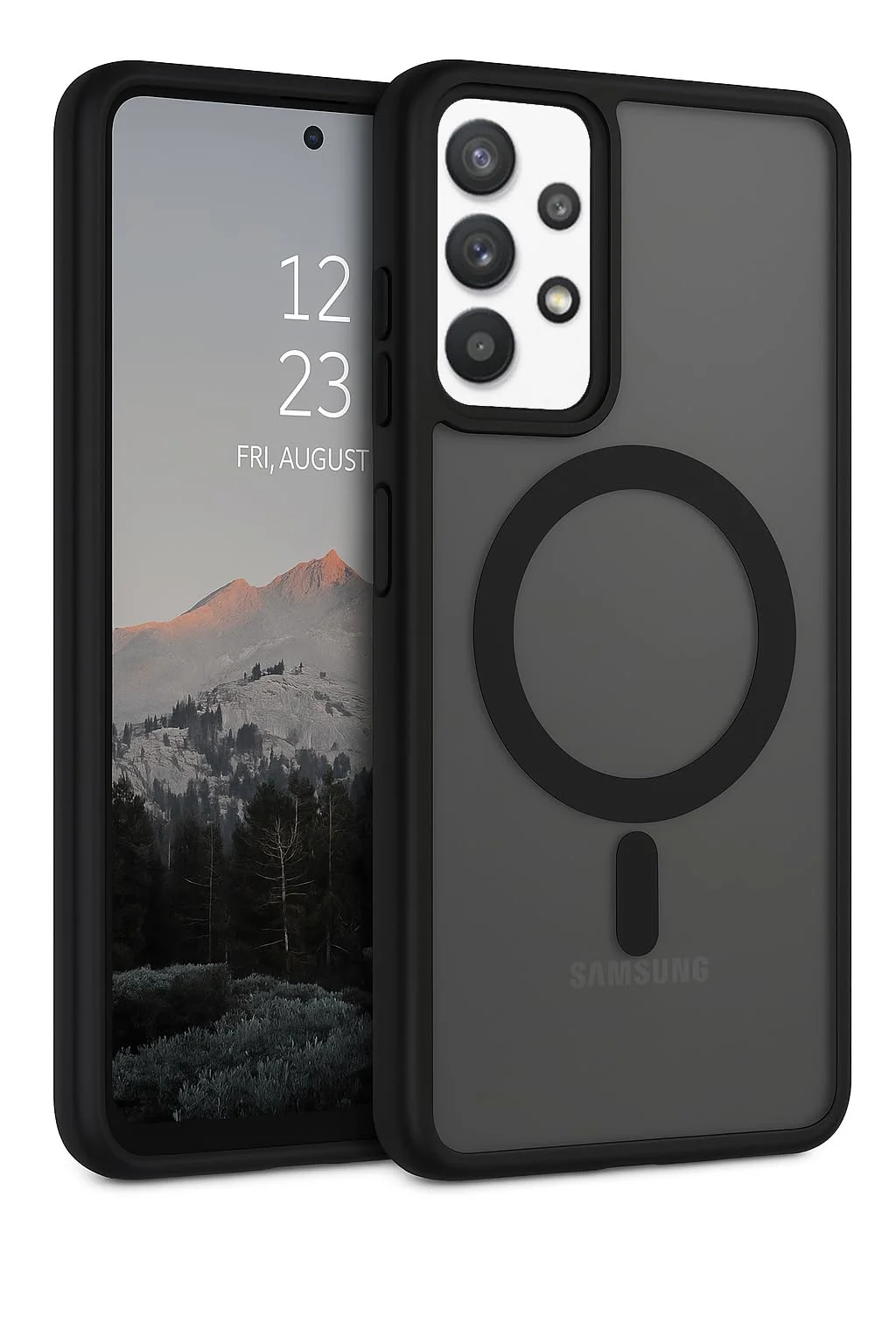 DL3 Mobilak Dl3 Mobailk Samsung Galaxy A52 / A52s Case - Slim & Lightweight Frosted Cover with Decorative Ring (Non-Magnetic, Not Compatible With MagSafe), Shockproof, Anti-Scratch, Full Protection - Black