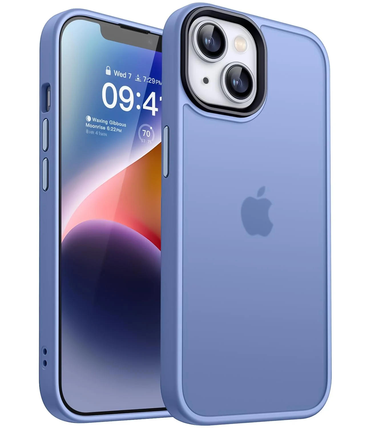DL3 Mobilak Translucent Matte Case for iPhone 15 + Plus / iPhone 14 Plus 6.7-Inch, Supports wireless charging, Camera protection, Shock-absorbing protection - Light Blue