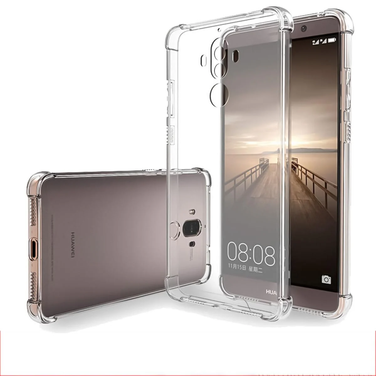 DL3 Mobilak Case Compatible with Huawei Mate 9, Cover Silicone TPU Gorilla Anti-shock Protector Camera Shockproof Corners - Clear