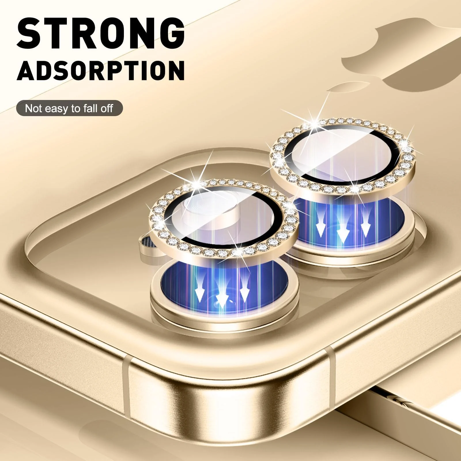 DL3 Mobilak Camera Lens Protector for iPhone 12/12 Mini/iPhone 11 Accessories, 9H Tempered Glass Metal Individual Ring Camera Cover Screen Protector, Case Friendly, Anti Scratch - Diamond Gold