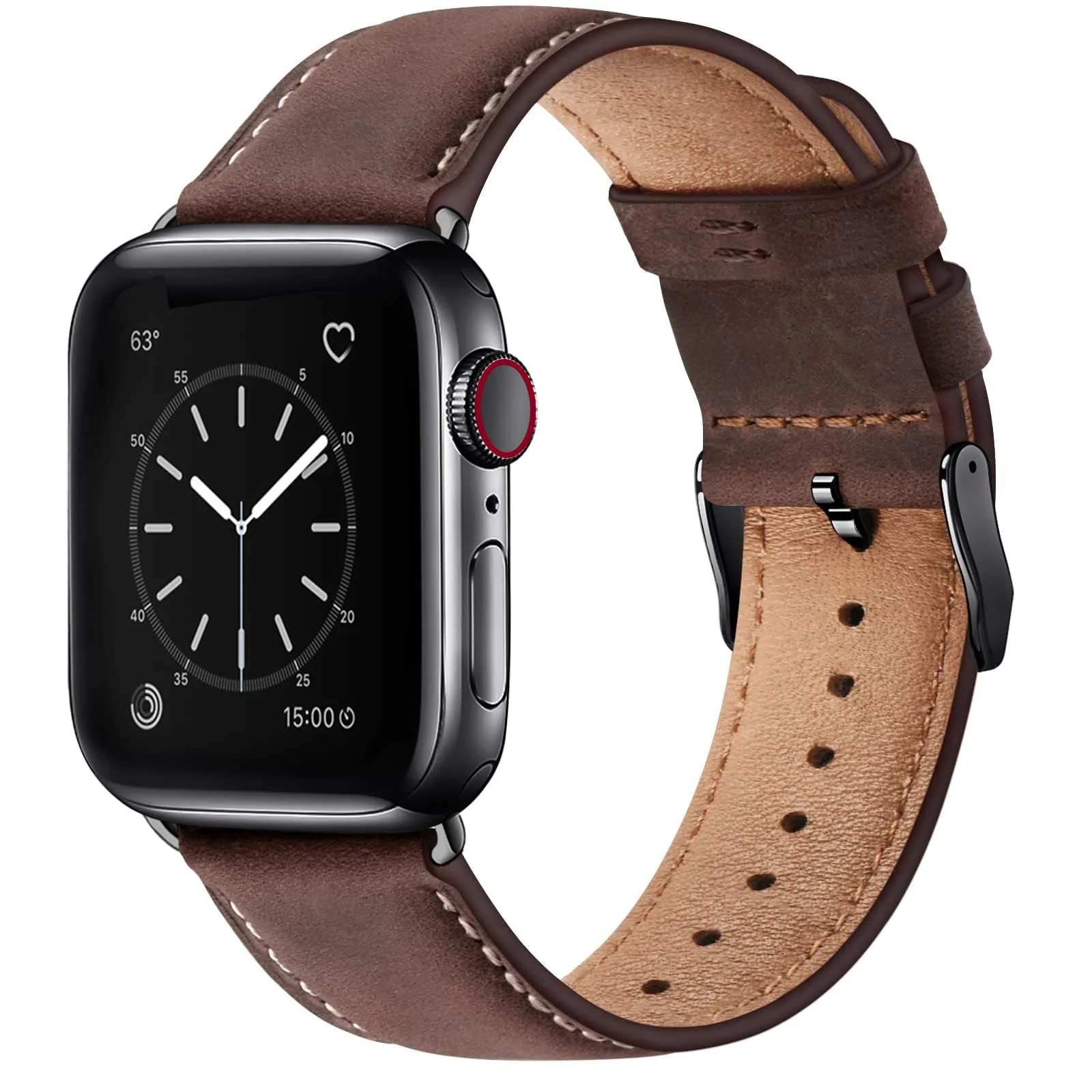 DL3 Mobilak Compatible with Apple Watch Band 49mm 46mm 45mm 44mm 42mm Leather Band Replacement Strap, Soft Leather Bracelet for iWatch Series 11 10 9 8 7 6 5 4 SE SE2 Ultra 3 2 1 - Retro Brown