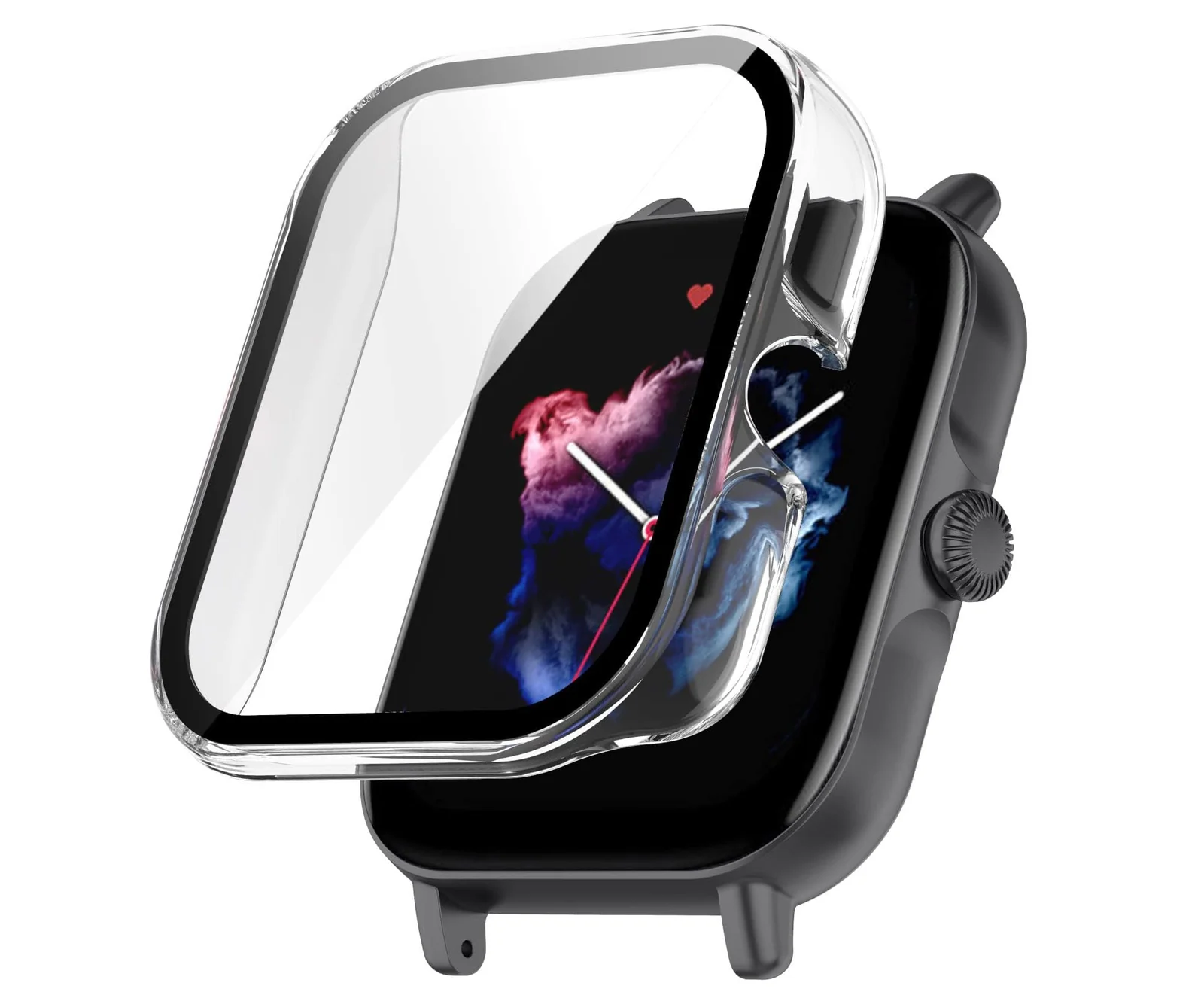 DL3 Mobilak Protective Case For Amazfit GTS 3, 9H Hardness PC Case Bumper Full Slim Protective Cover with Built-in Tempered Glass Screen Protector For Amazfit GTS3 - Clear