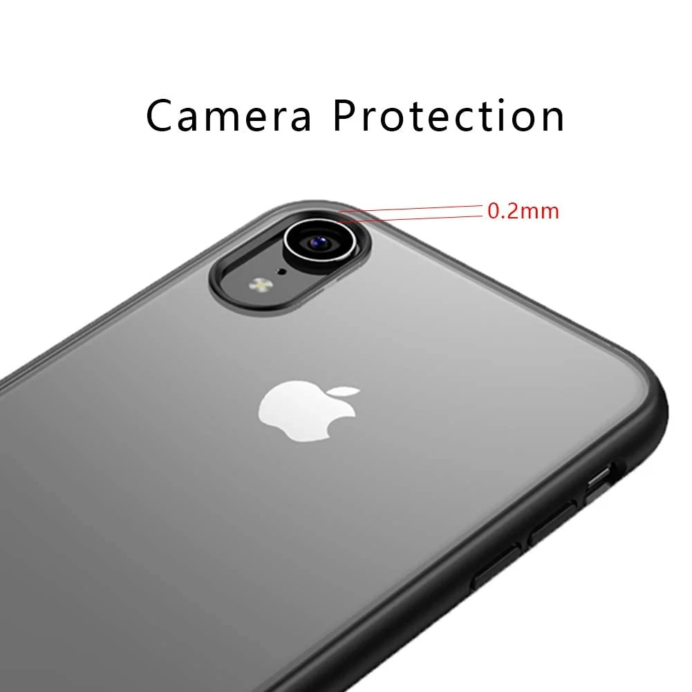 DL3 MOBILAK Case Compatible With iPhone XR, Clear Case Shockproof Hard PC +Soft Silicone [Not Yellowing] Transparent Protective Slim Case Phone - Black