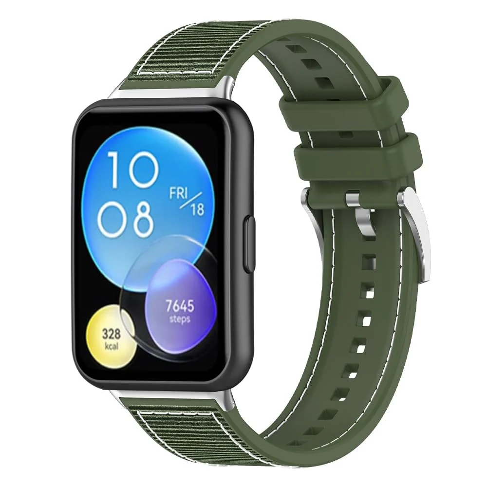 DL3 Mobilak Sport Silicone Nylon Band Designed for Huawei Watch Fit 2 for Men Women, Waterproof Soft Replacement Strap for Huawei Watch Fit2 - Green