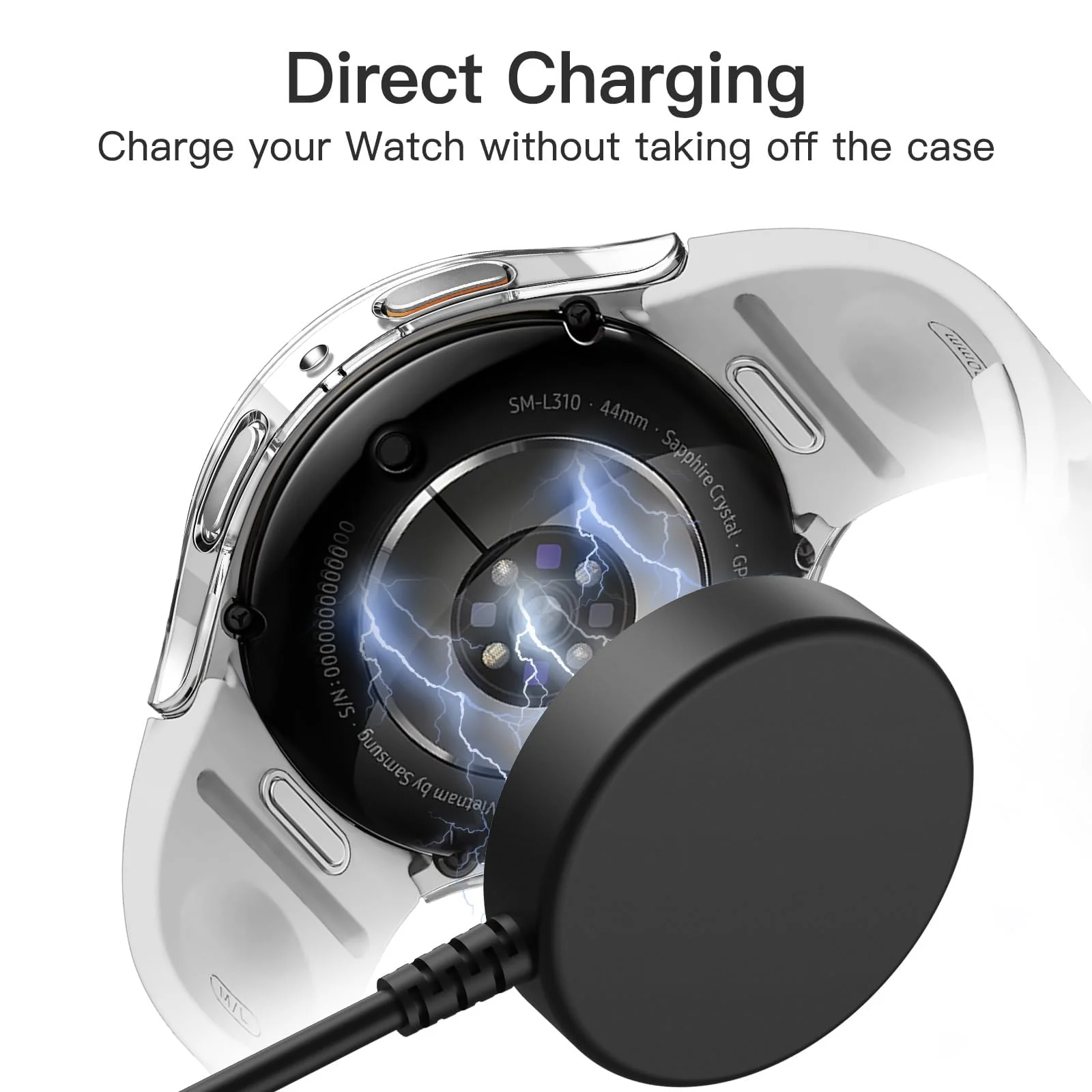 DL3 Mobilak Case with Screen Protector for Samsung Galaxy Watch 7 44mm, Bumper Full Coverage Hard PC Overall Protective Cover, Built-in Tempered Glass Film High Sensitivity - Clear
