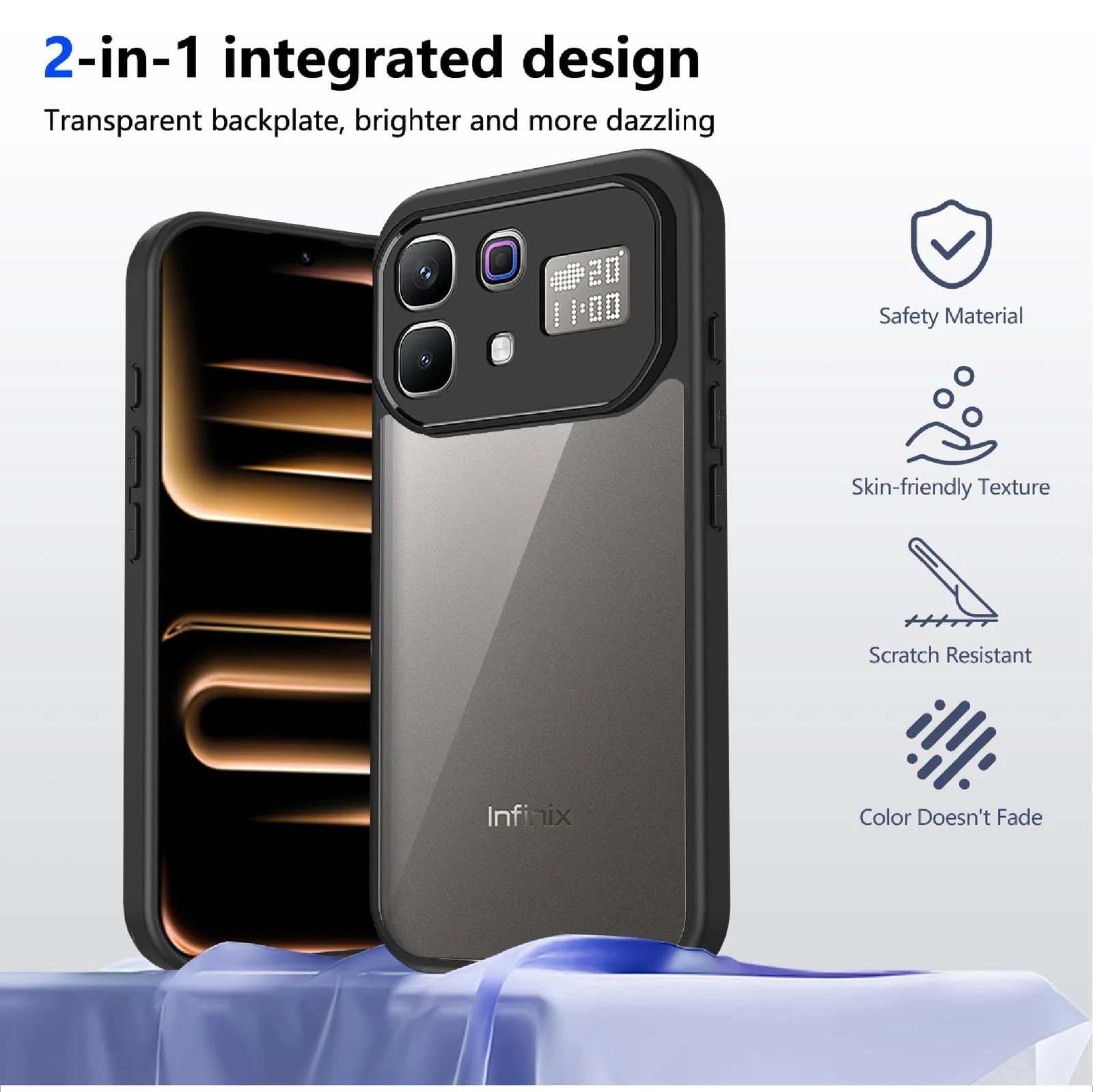 DL3 Mobilak Clear TPU Case for Infinix Note 60 Pro 5G, Camera protection, Shock-absorbing protection, Scratch-resistant surface - Black