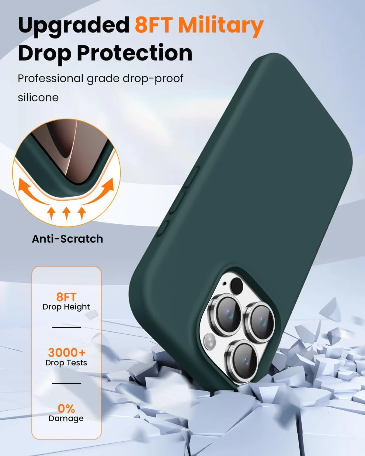 DL3 Mobilak Liquid Silicone Protective Case with Soft Microfiber Lining for iPhone 16 Pro Max - Olive Green