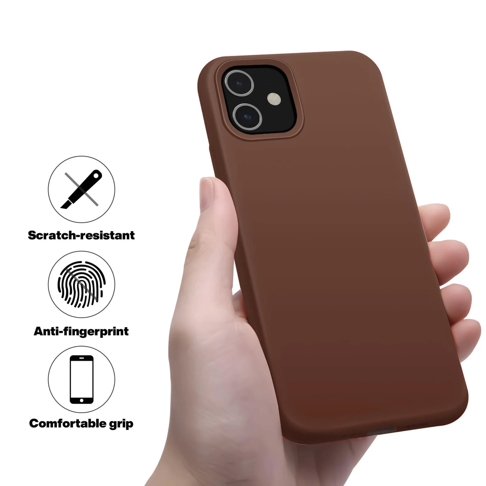 DL3 Mobilak Liquid Silicone Protective Case for iPhone 11 (6.1 Inch) with Camera Protection and Microfiber Lining - Brown