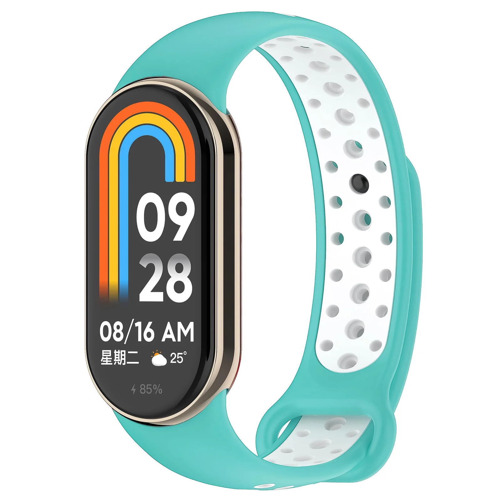 DL3 Mobilak Strap for Xiaomi Mi Band 9 / Mi Band 8, Breathable Sport Silicone Watch Band Strap, Replacement Bracelet Wristband Wrist Strap for Xiaomi Smart Band 9/Xiaomi Smart Band 8 Watch Accessories - Teal White