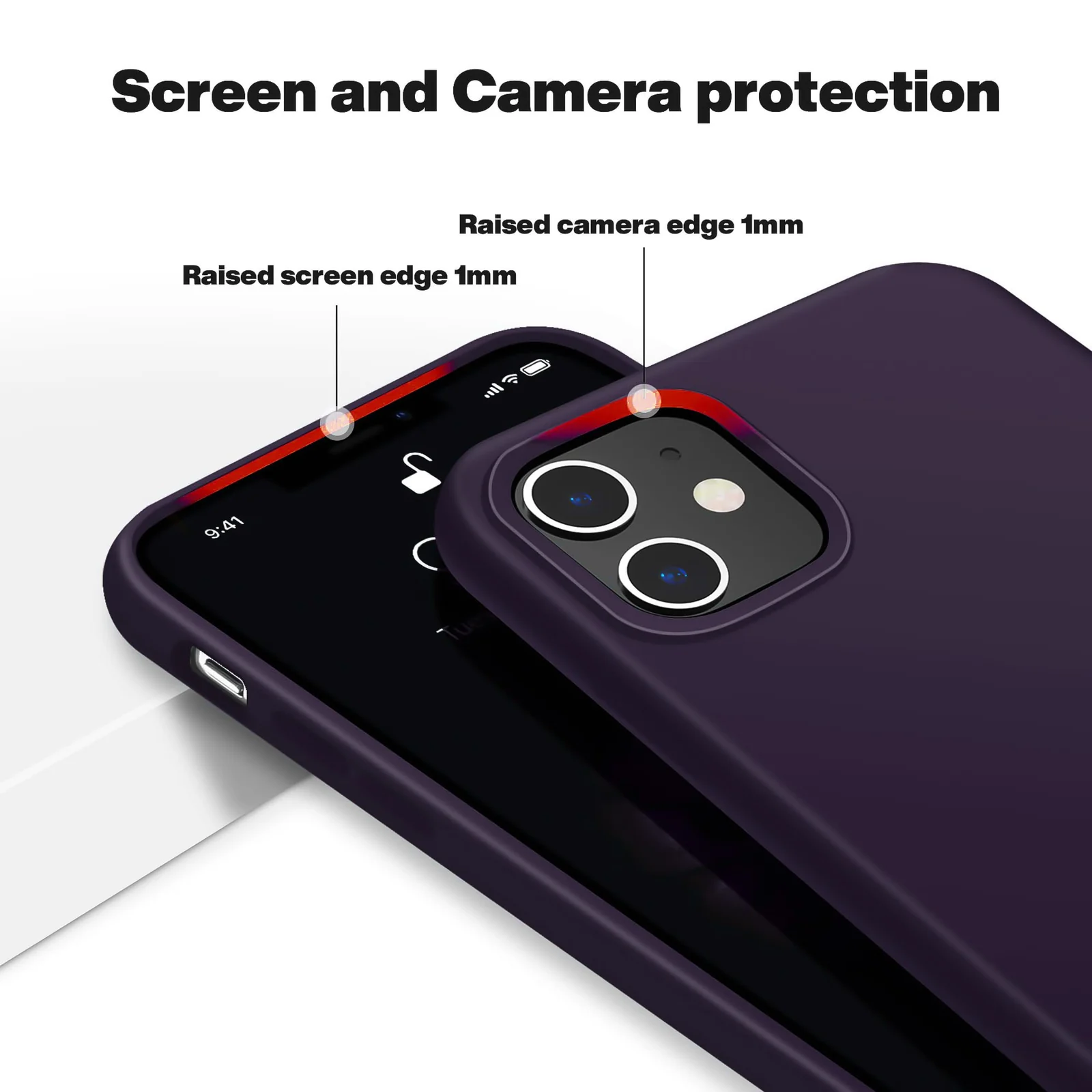 DL3 Mobilak Liquid Silicone Protective Case for iPhone 11 (6.1 Inch) with Camera Protection and Microfiber Lining - Elderberry