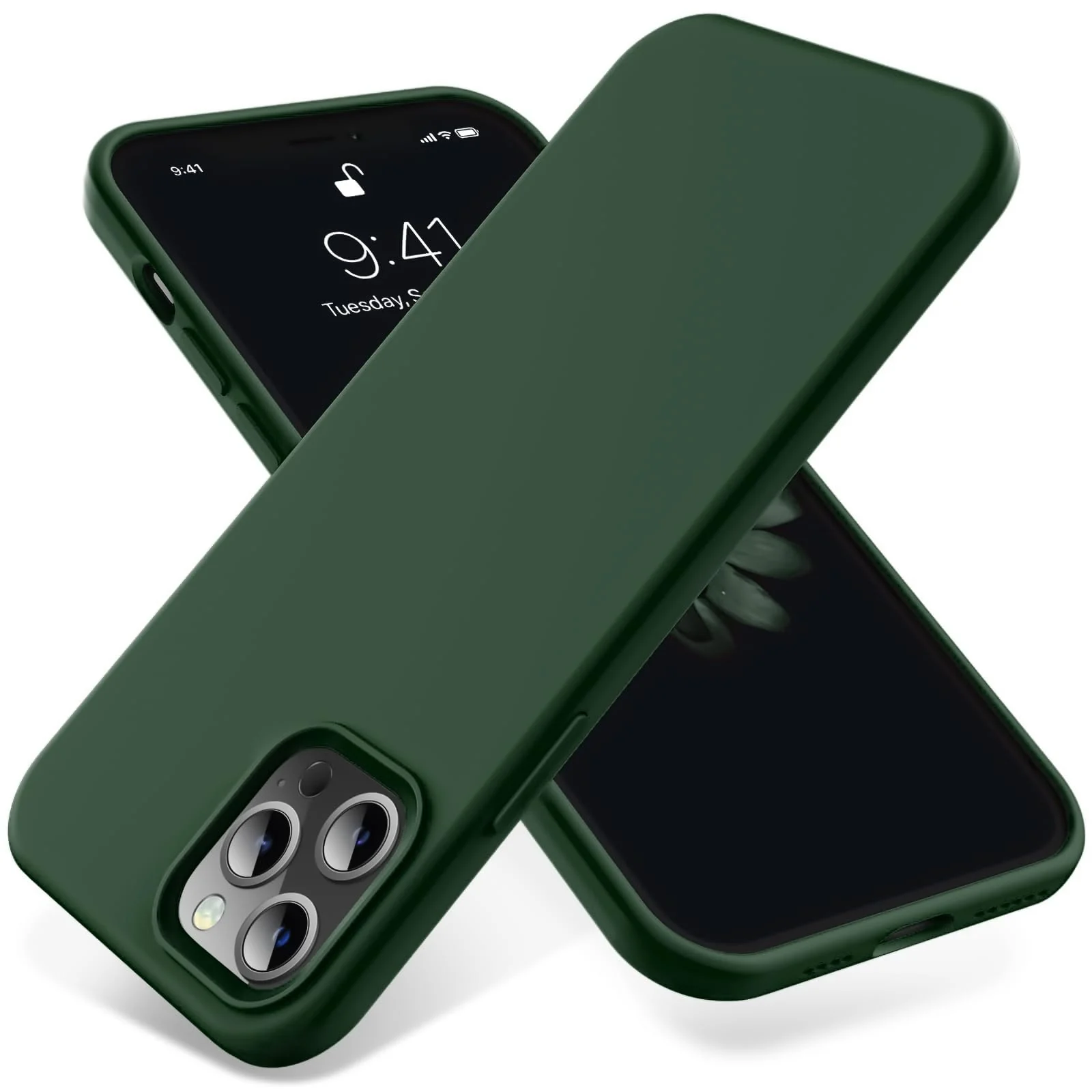 DL3 Mobilak Liquid Silicone Protective Case with Soft Microfiber Lining for iPhone 14 Pro Max (6.7 Inch) - Green 2