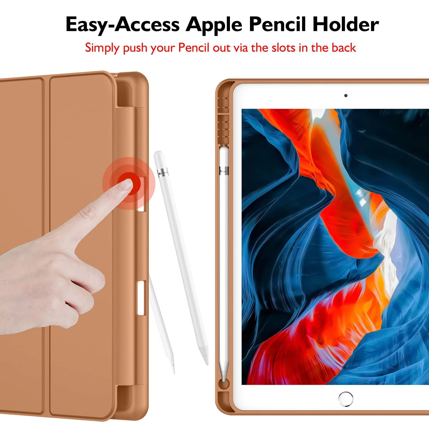 DL3 Mobilak Smart Case for Samsung Galaxy Tab A8 10.5 Inch 2021(-X200/-X205/-X207) with Pencil Holder, Soft TPU Smart Stand Back Cover Auto Wake/Sleep Feature - Brown