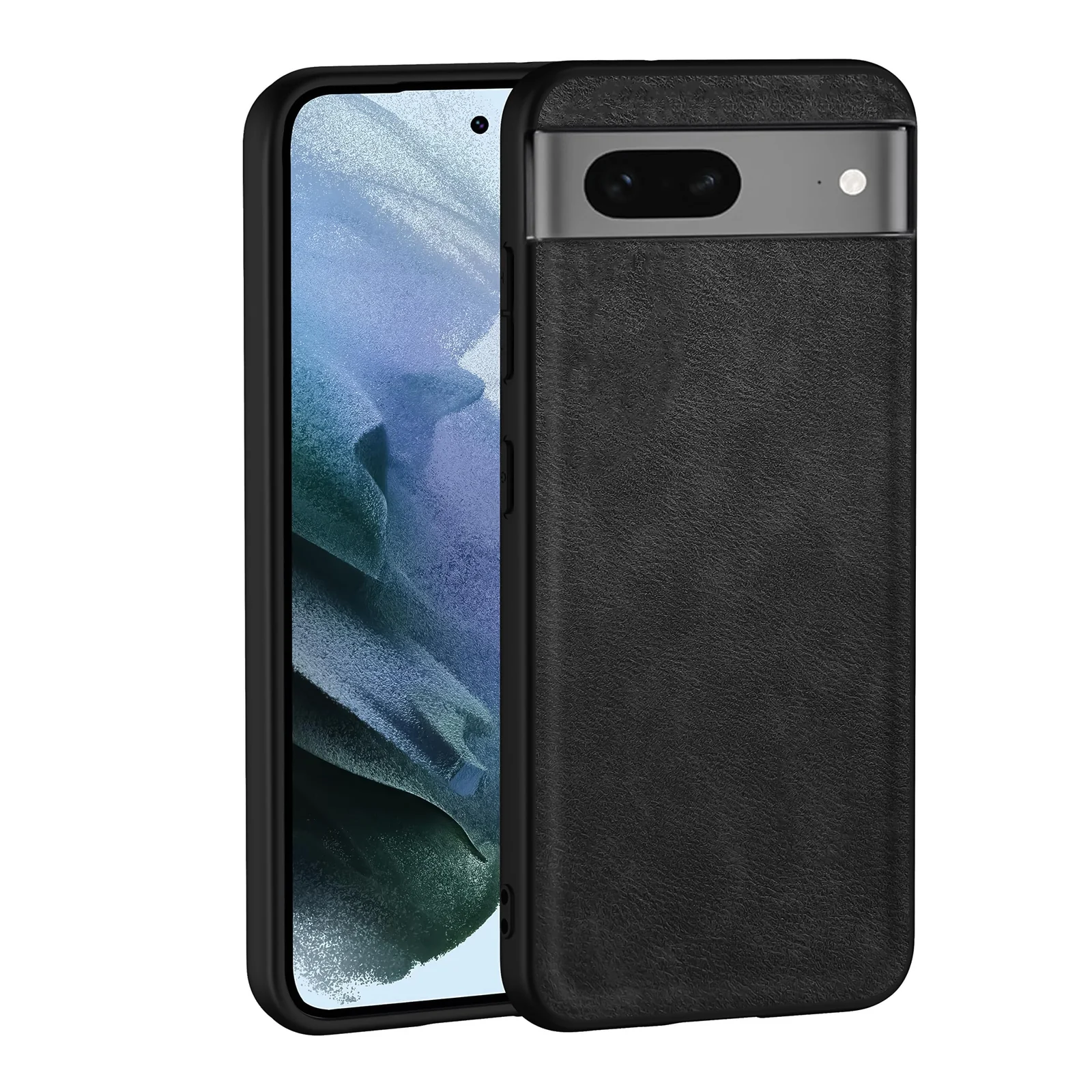 Dl3 Mobilak Case for Google Pixel 7 Leather Case,Anti-Drop, Anti-Shock, Non-Slip Texture,Simple Cell Phong Cover (Black)