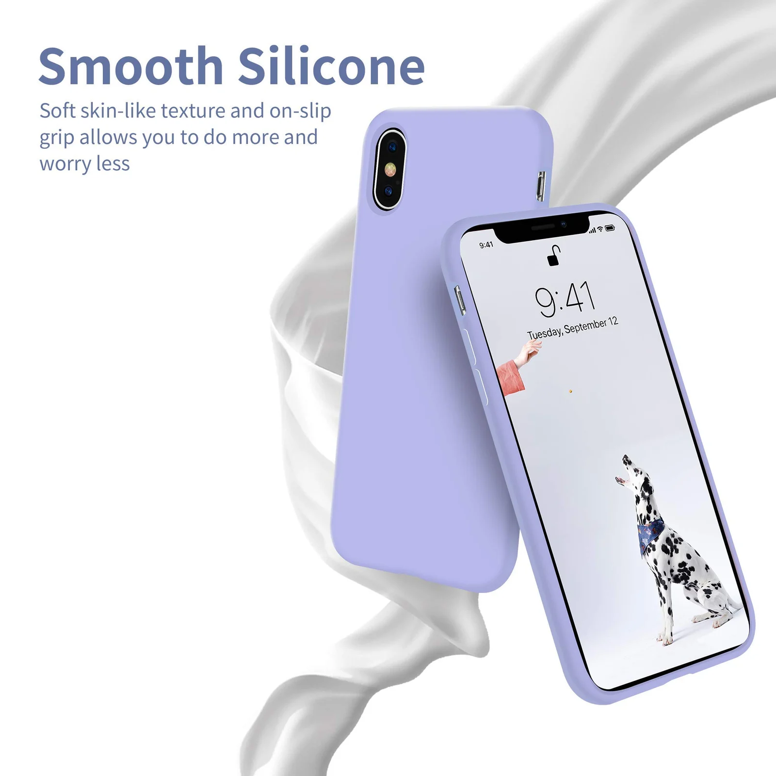 DL3 Mobilak Liquid Silicone Protective Case with Soft Microfiber Lining for iPhone XS Max - Light Purple