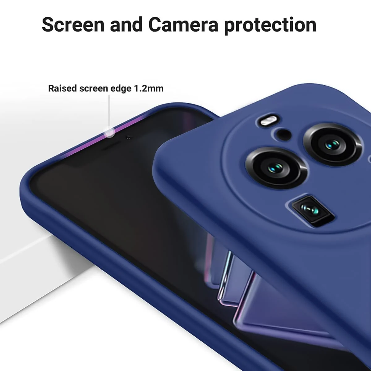 DL3 Mobilak Liquid Silicone Protective Case with Soft Microfiber Lining with Full Camera Protection for OPPO Find X6 Pro - Blue 1