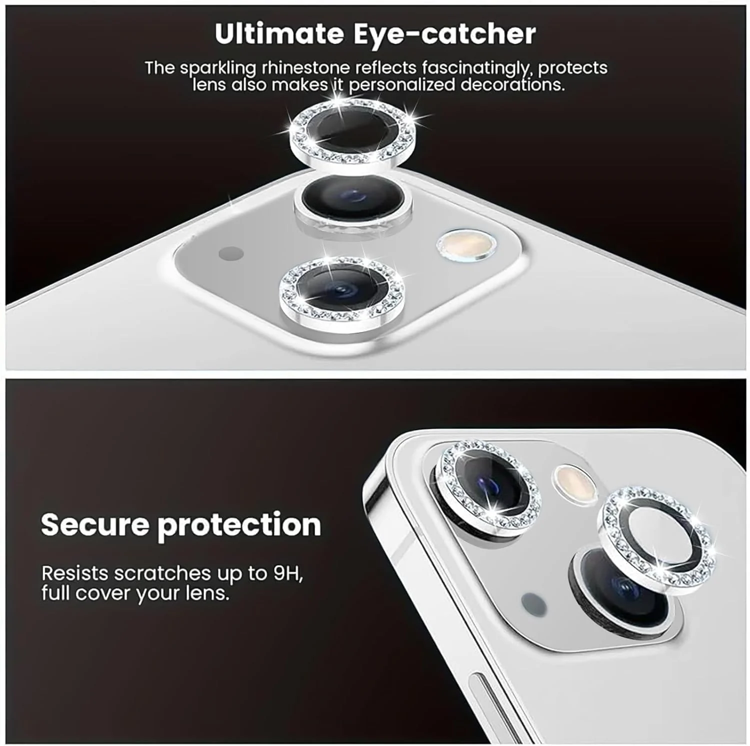 DL3 Mobilak Camera Lens Protector Compatible with [iPhone 13/13 mini] | Impact Protection - High Clarity and Scratch/Fingerprint Resistant 9H Tempered Glass with Aluminum Trim - A Silver