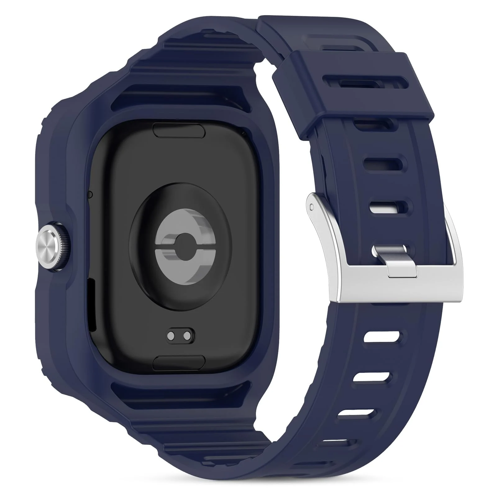 DL3 Mobilak Strap With Cover Compatible with Xiaomi Redmi Watch 4, Silicone Sport Band Replacement Watchband with Bumper Case for Redmi Watch 4, Adjustable Wristband - Midnight Blue