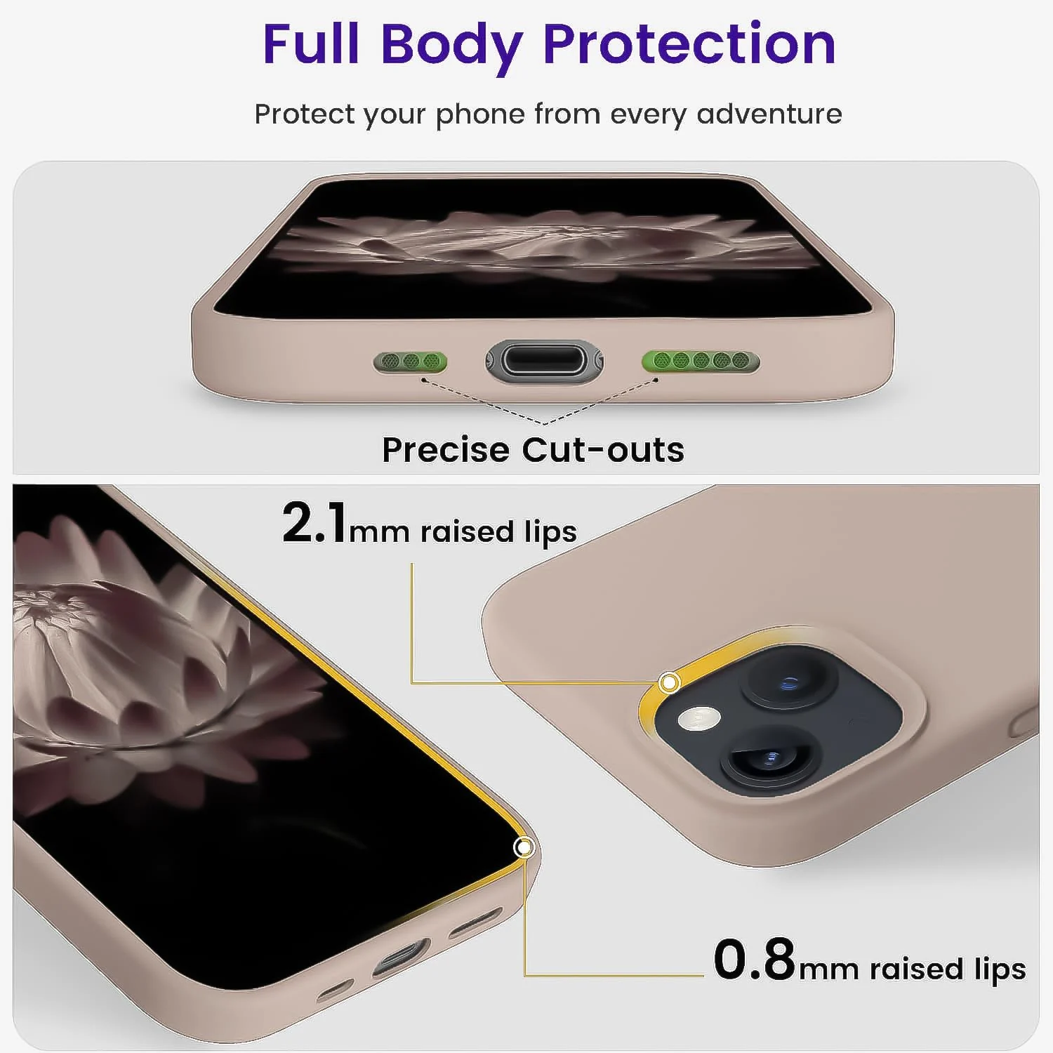 DL3 Mobilak Liquid Silicone Protective Case with Soft Microfiber Lining for iPhone 15 - A.Pastel Pink
