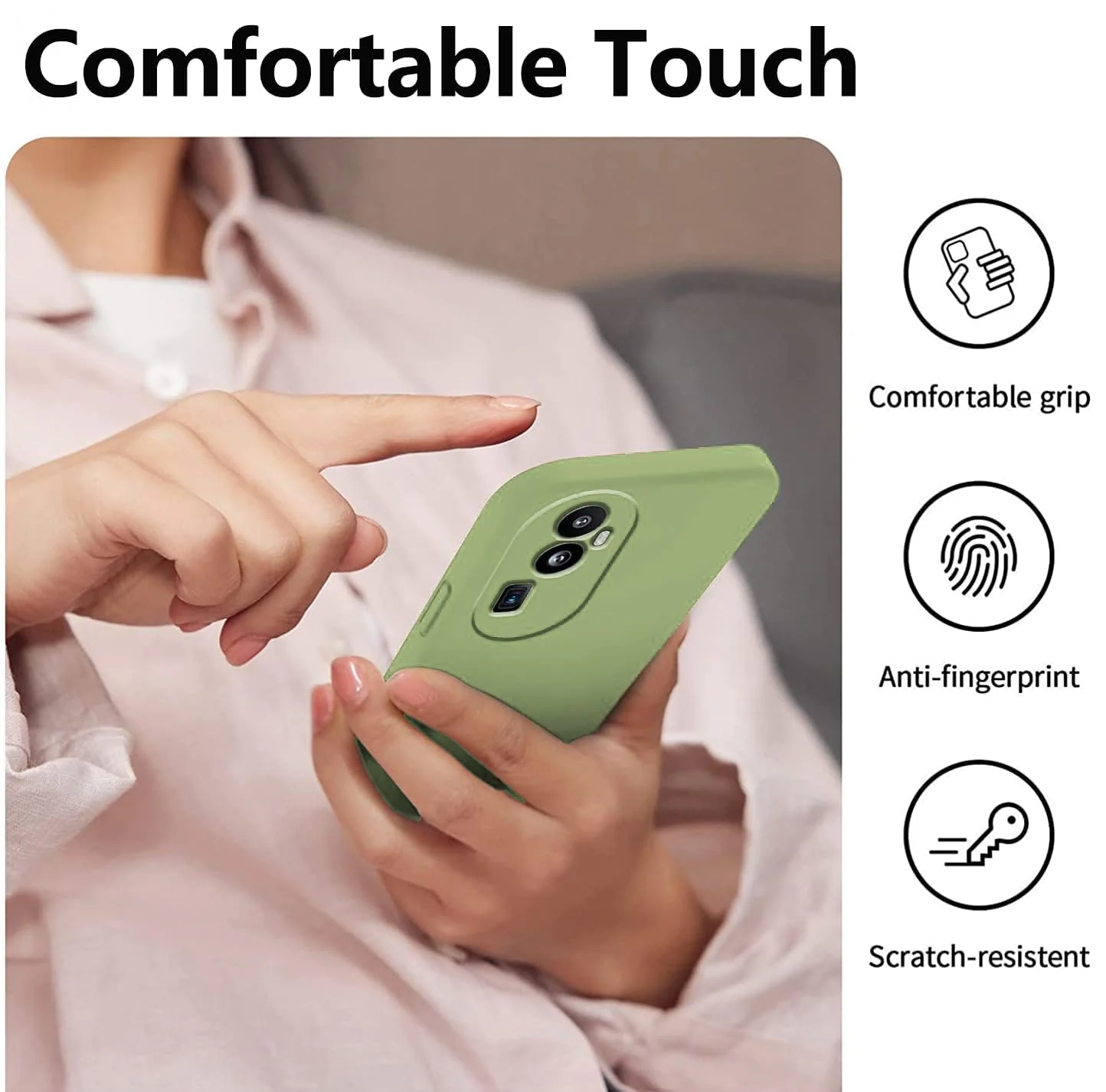 DL3 Mobilak Liquid Silicone Case for OPPO Reno 10 Pro + Plus 5G, Shock-absorbing protection, Scratch-resistant surface, Soft microfiber lining - Mint Green