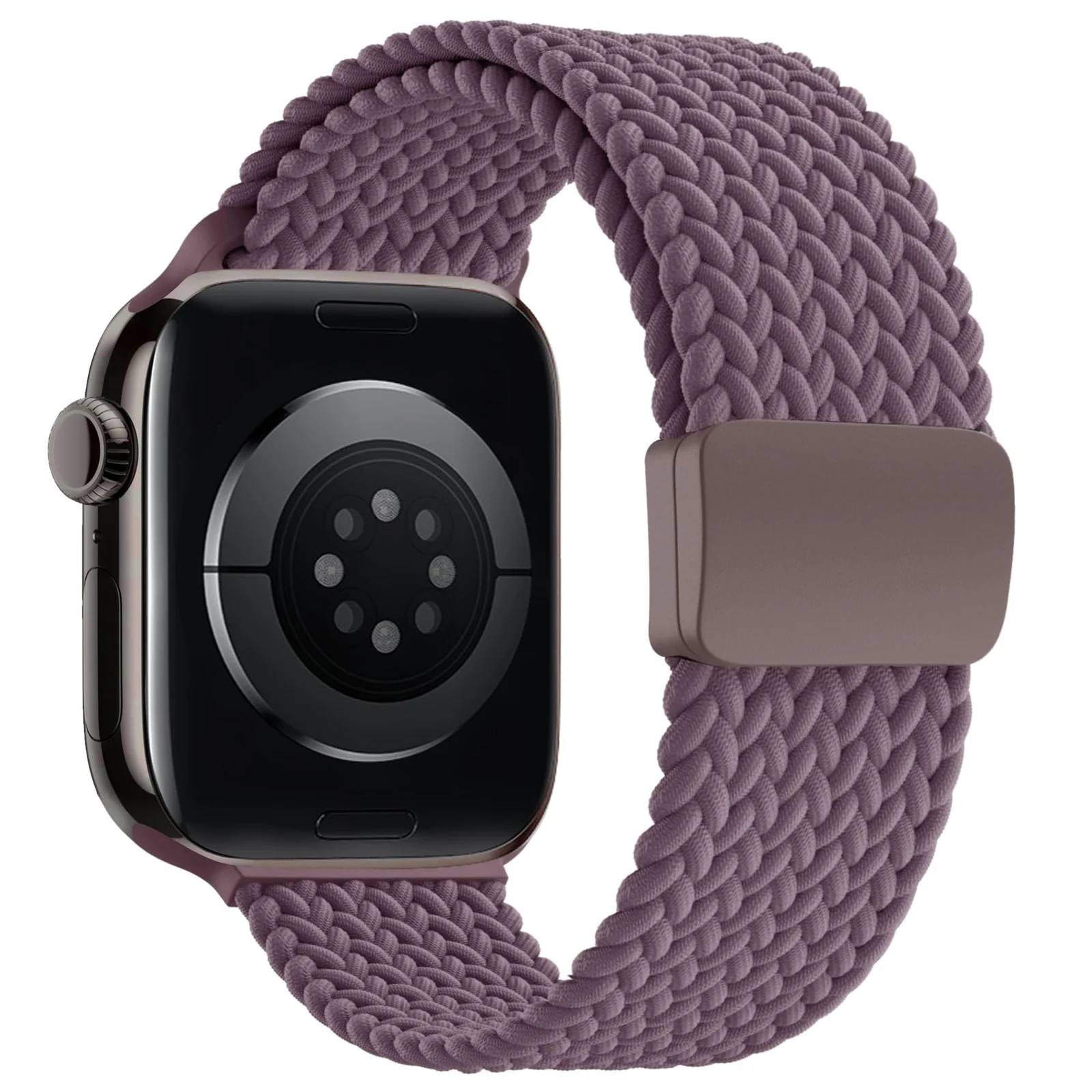 DL3 Mobilak Sport Solo Loop Compatible with Apple Watch Band 42mm 44mm 45mm 46mm 49mm for Women Men, Magnetic Strap Stretchy Braided Wristband for iWatch Series 11 10 9 8 7 6 5 4 3 Ultra 3 2 1 SE SE2 - A-Smoke Violet