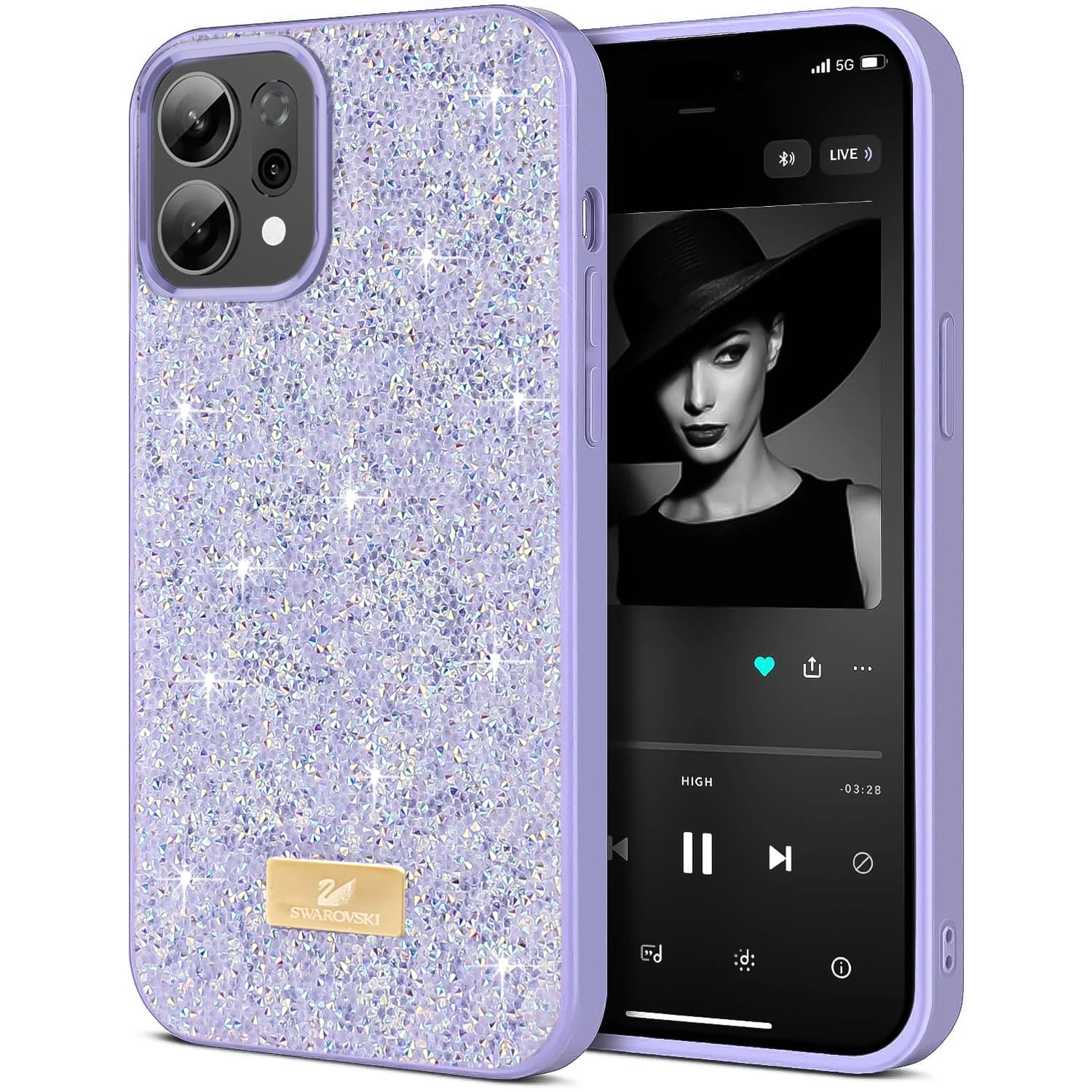 5.5 — DL3 Mobilak Case for OPPO Reno 14 5G Glitter, Sparkle Diamond Crystal Bling Case with Bling, Ultra Thin Lightweight Full Body Shockproof Anti-Scratch Protective Cover