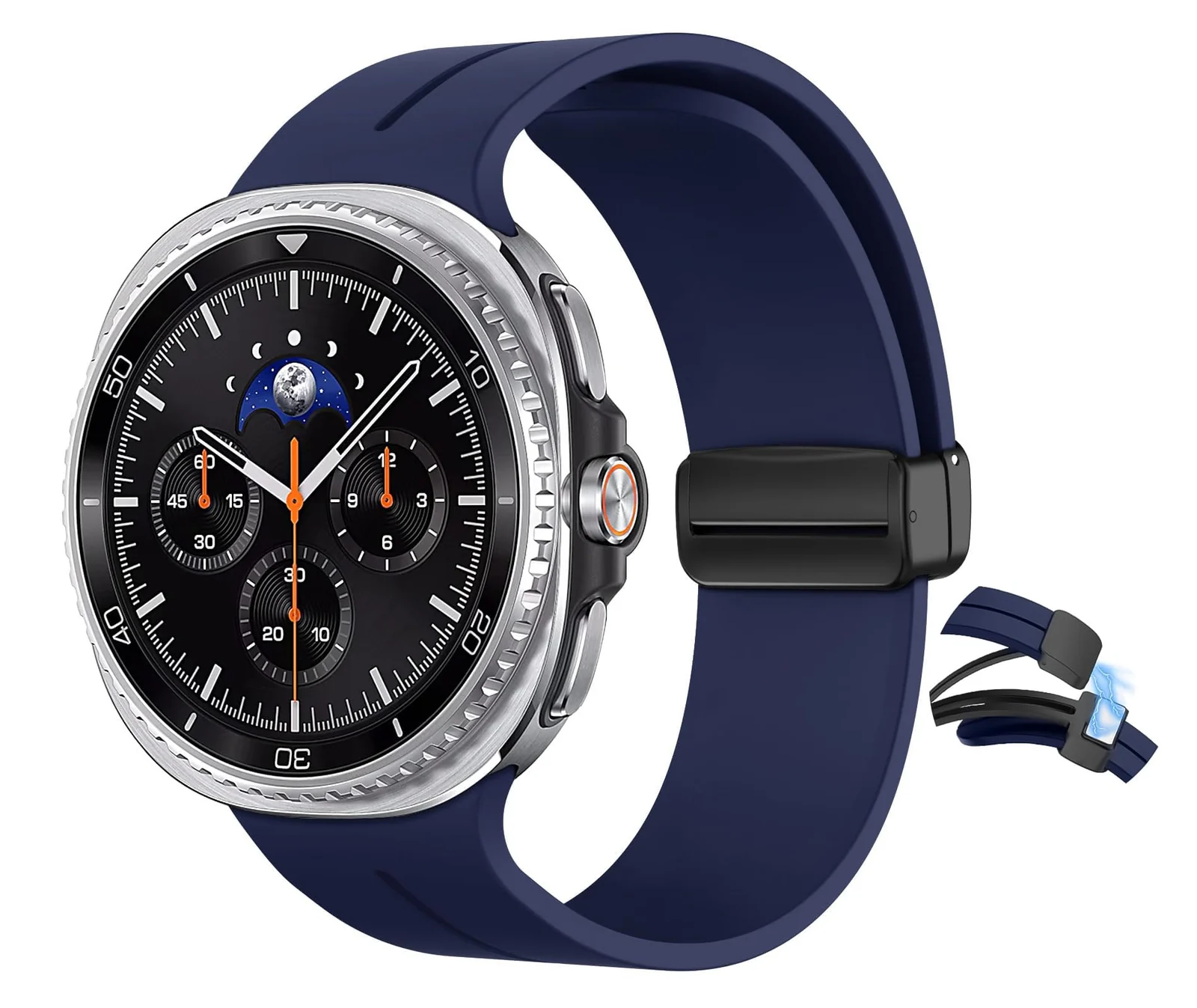 DL3 Mobilak Silicone Strap for Samsung Galaxy Watch 8 40mm/44mm, Men's and Women's Adjustable Sports Silicone Magnetic Buckle Bands for Samsung Galaxy Watch 8 Classic 46mm 2025 - Midnight Blue