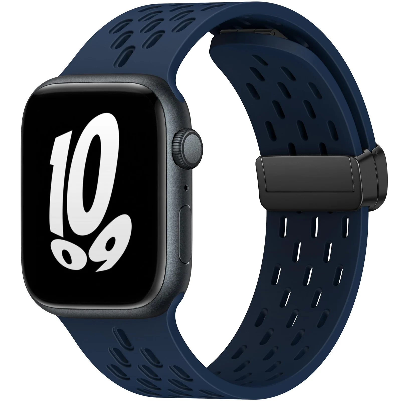DL3 Mobilak Magnetic Bands for Apple Watch Band 49mm 46mm 45mm 44mm 42mm, Soft Silicone Magnetic Buckle Breathable Sport Watch Strap for iWatch Ultra2 Ultra SE SE2 Series 10 9 8 7 6 5 4 3 2 1 - Navy Blue