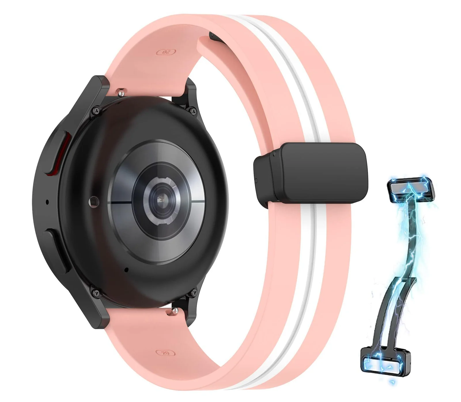 Xiaomi Redmi Watch 5 Active / 5 Lite — DL3 Mobilak 22MM Silicone Band Magnetic Clasp Strap For Xiaomi Redmi Watch 5 Active/5 Lite/Compatible with Samsung Galaxy Watch 46mm/Watch 3 45mm/Gear S3/Huawei watch (GT6 GT5 GT4 GT3 - Pink White