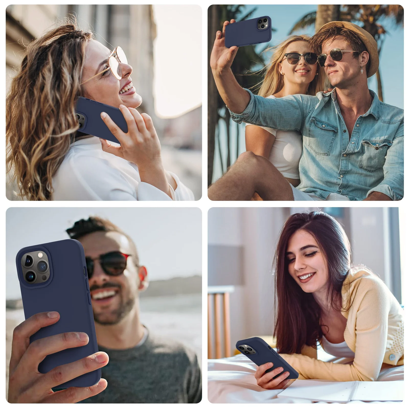DL3 Mobilak Liquid Silicone Protective Case with Soft Microfiber Lining for iPhone 12 / 12 Pro (6.1 Inch) - Midnight Blue