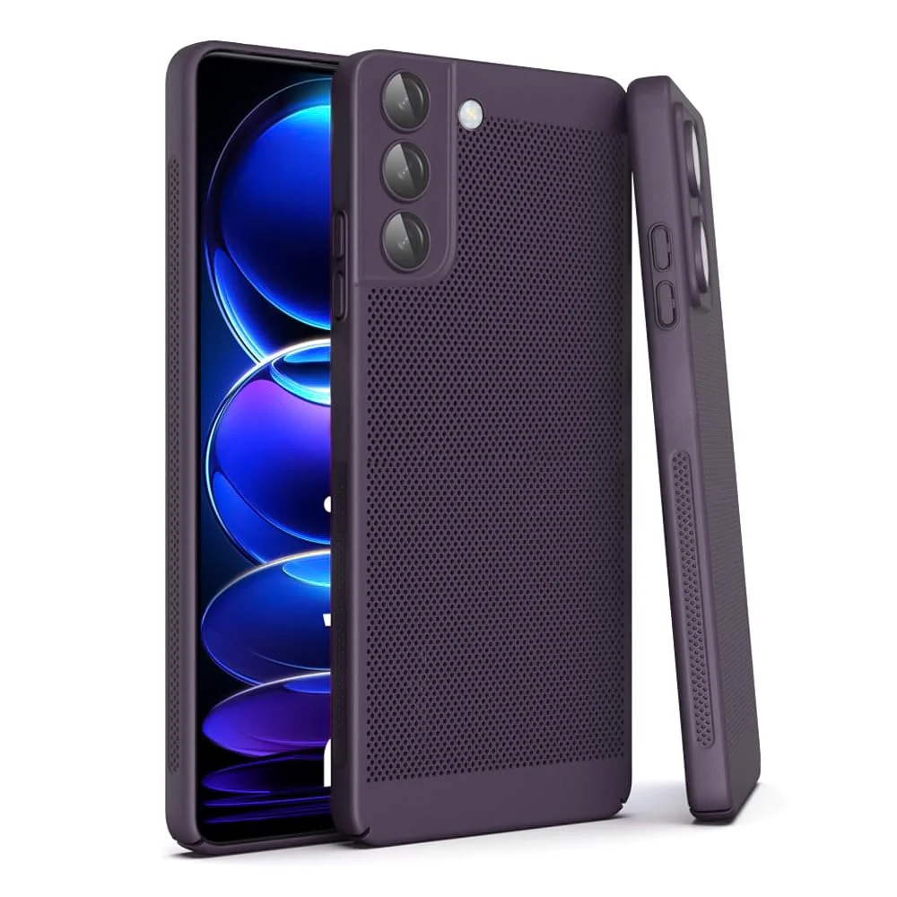DL3 Mobilak Heat-Dissipation Hard PC Case with Built-In Camera Lens Protector for Samsung Galaxy S21 FE 5G - Purple
