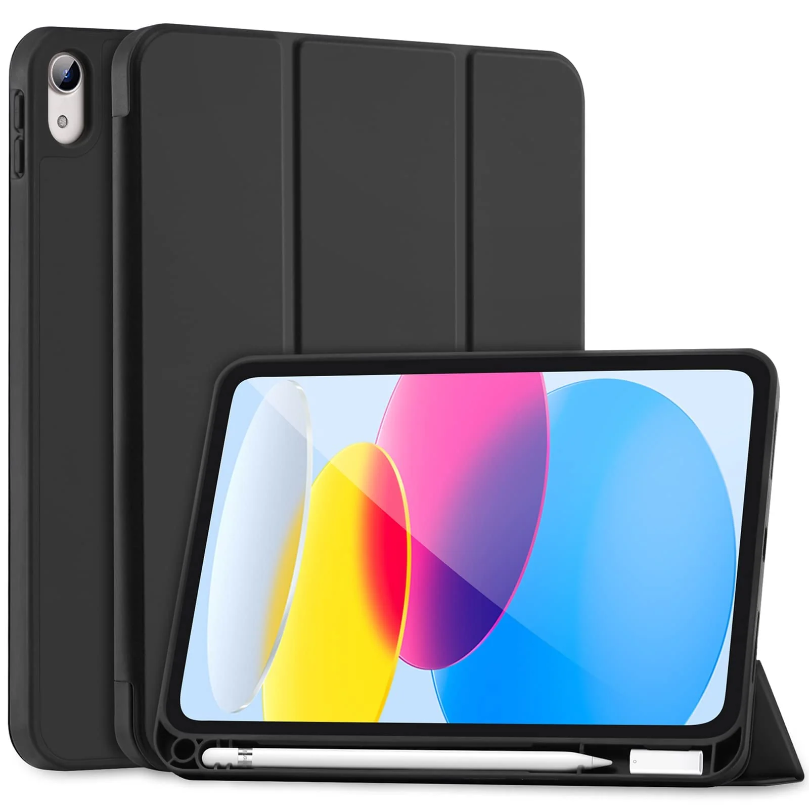 DL3 Mobilak iPad (A16) Case/iPad 10th Generation [11-Inch 2025/10.9 Inch 2022] with Pencil Holder, [Support Touch ID] Flexible TPU Back Shell Smart Trifold Stand Protective Auto Wake/Sleep