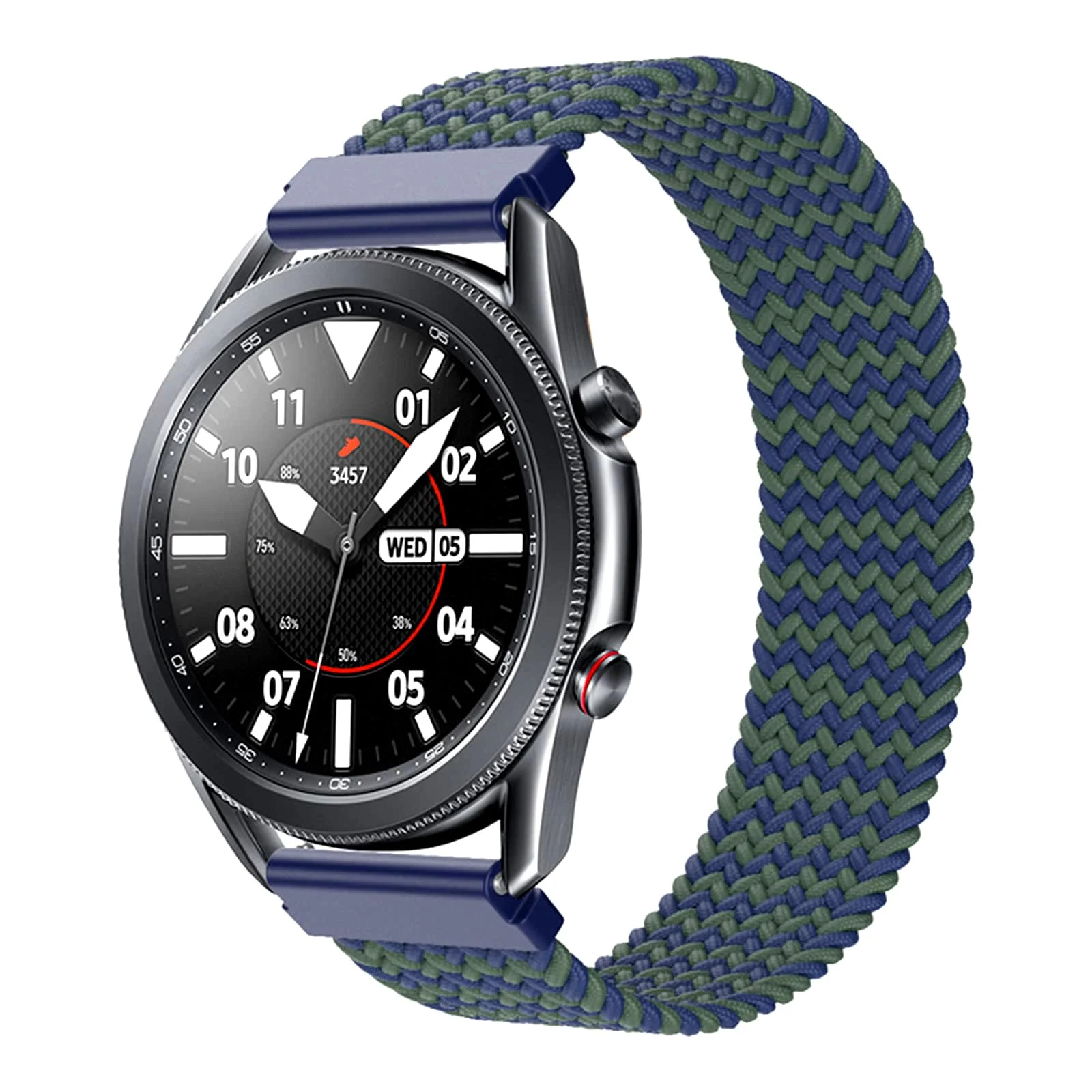 DL3 Mobilak Band 20MM Nylon Braided Solo Loop Strap For Samsung Gear Sport/Watch 6/5/4 40mm 44mm/Watch 6 Classic 43mm 47mm/ 5 Pro 45mm/active 2 40mm 44mm (Blue Green, Medium), unisex-adult - Black