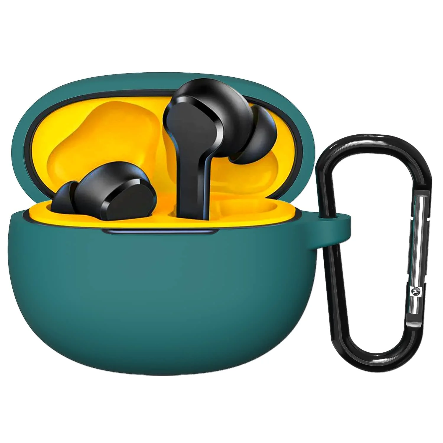 DL3 Mobilak Silicone Case Compatible with realme Buds T100 Earbuds, Soft Silicone Protective Case Cover, Shockproof Sleeve with Carabiner - Green