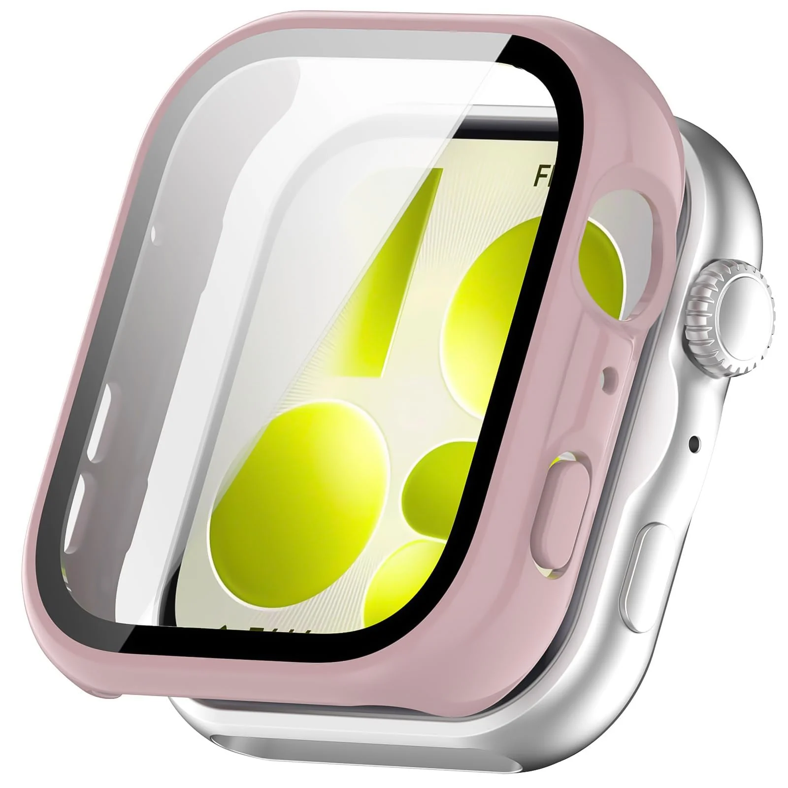 DL3 MOBILAK Full-Coverage Watch Case with Tempered Glass for Huawei Watch Fit 5, Pink