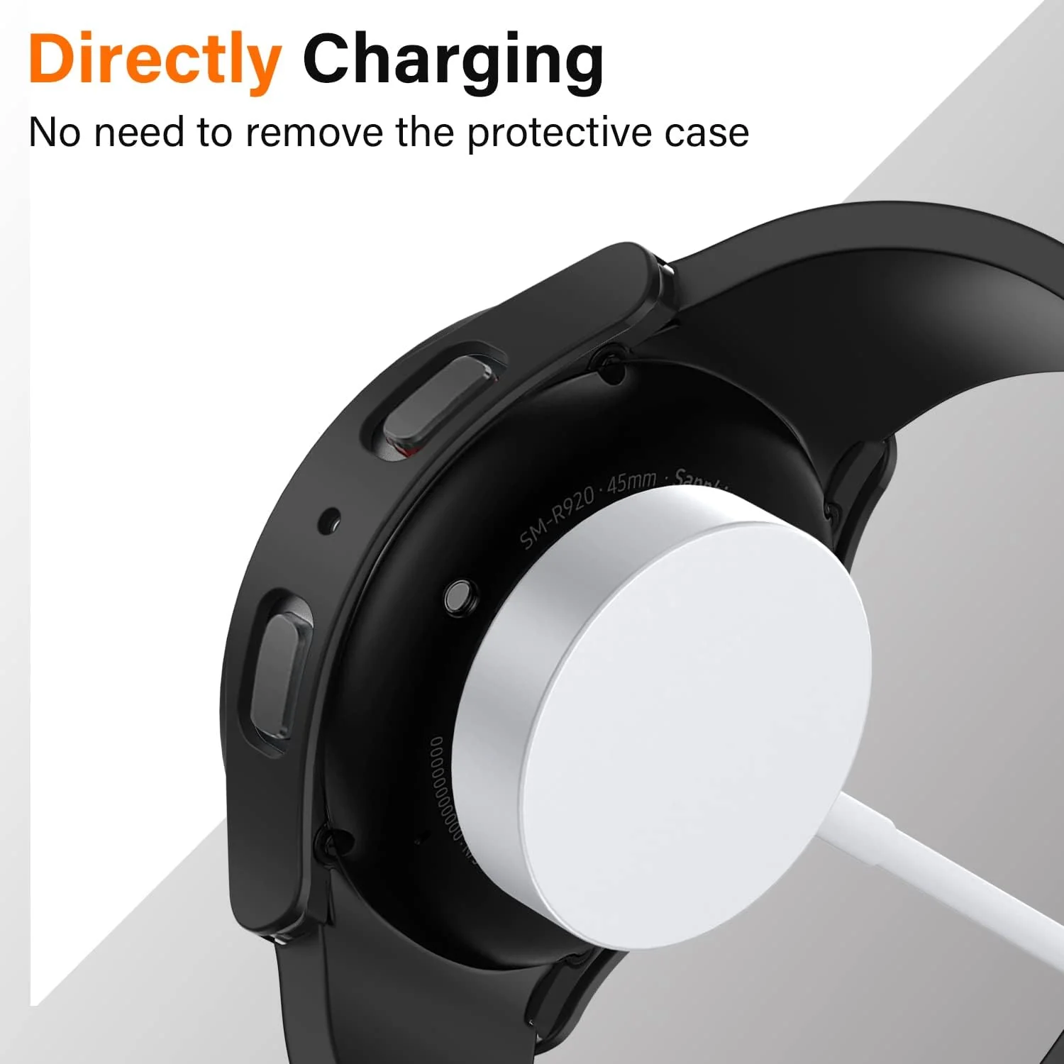 DL3 Mobilak Protective Case Compatible with Samsung Galaxy Watch 5 Pro 45mm 9H Hardness PC Case Bumper Full Slim Protective Cover with Tempered Glass For Samsung Galaxy Watch5 Pro 45mm - Black