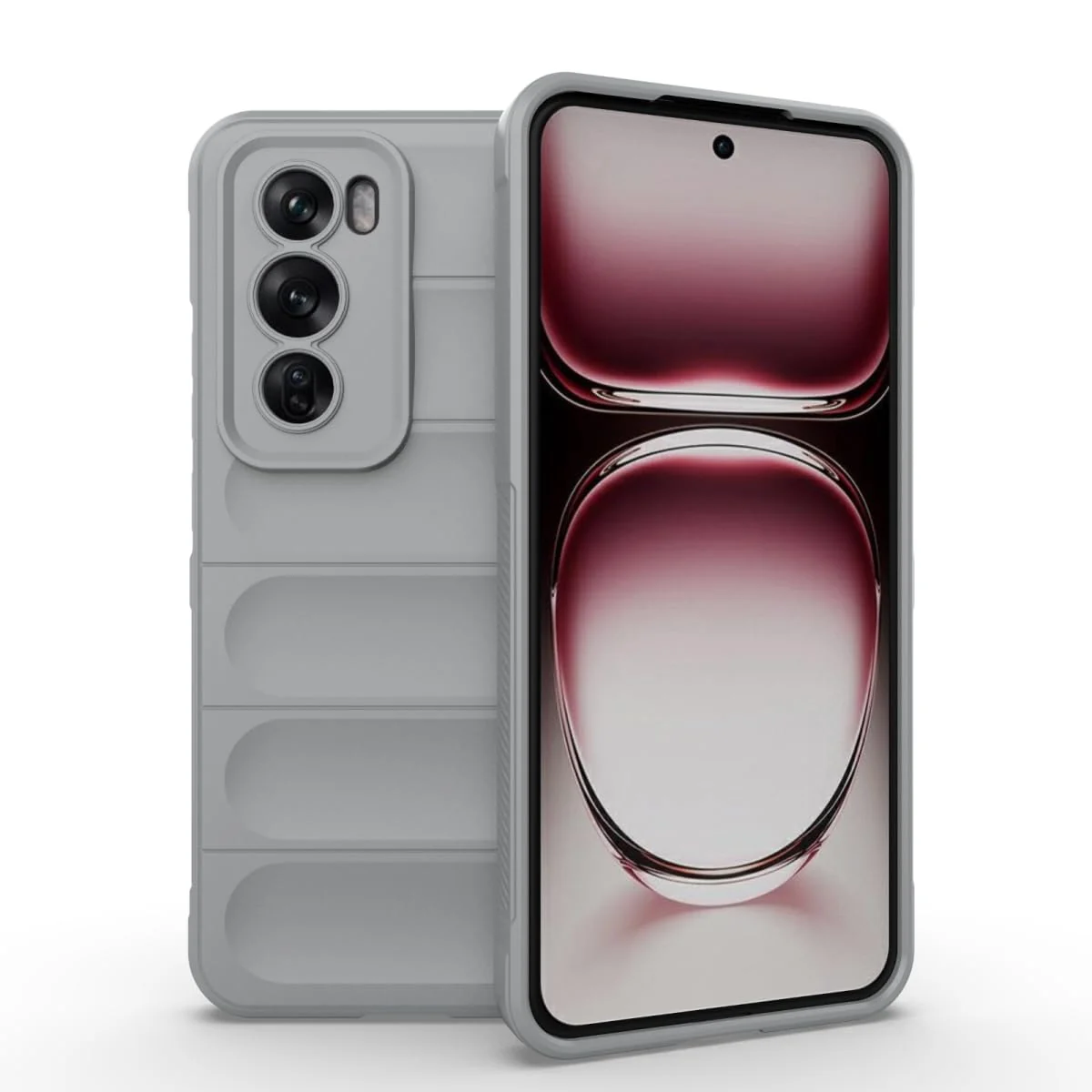 DL3 Mobilak Soft Silicone Protective Case for OPPO Reno 12 5G with Camera Protection and Shockproof Design - Gray